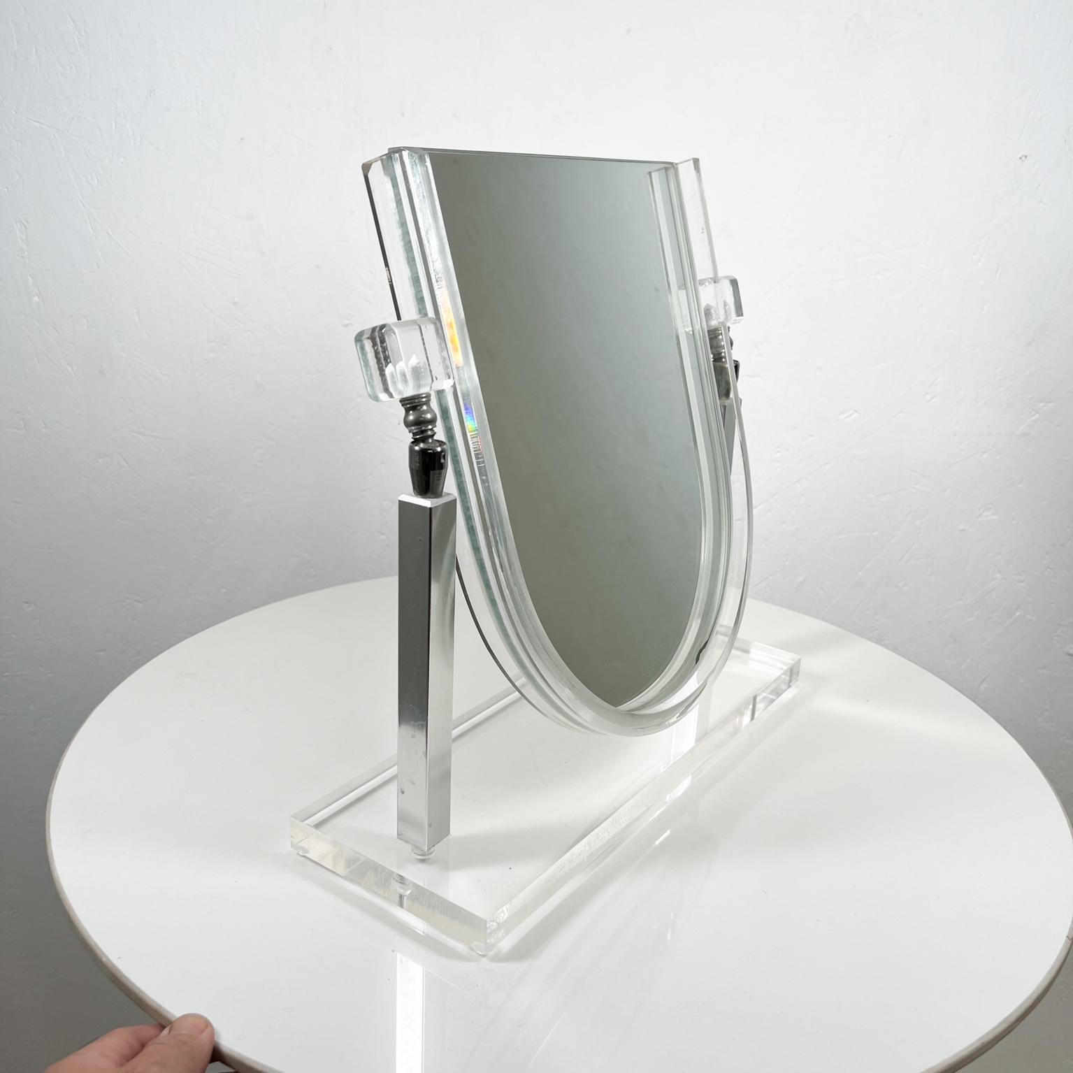 1970s Modernist Lucite Chrome Table Vanity Mirror  For Sale 7