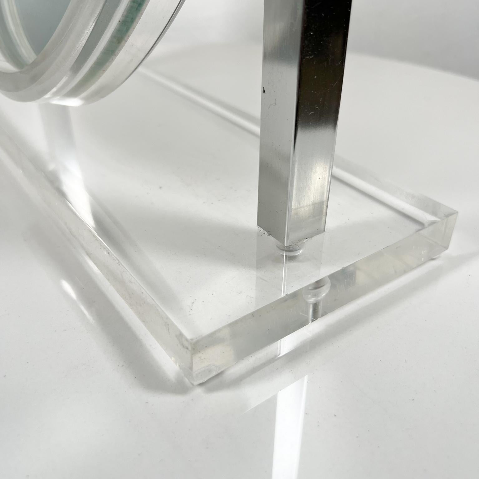 Glass 1970s Modernist Lucite Chrome Table Vanity Mirror  For Sale