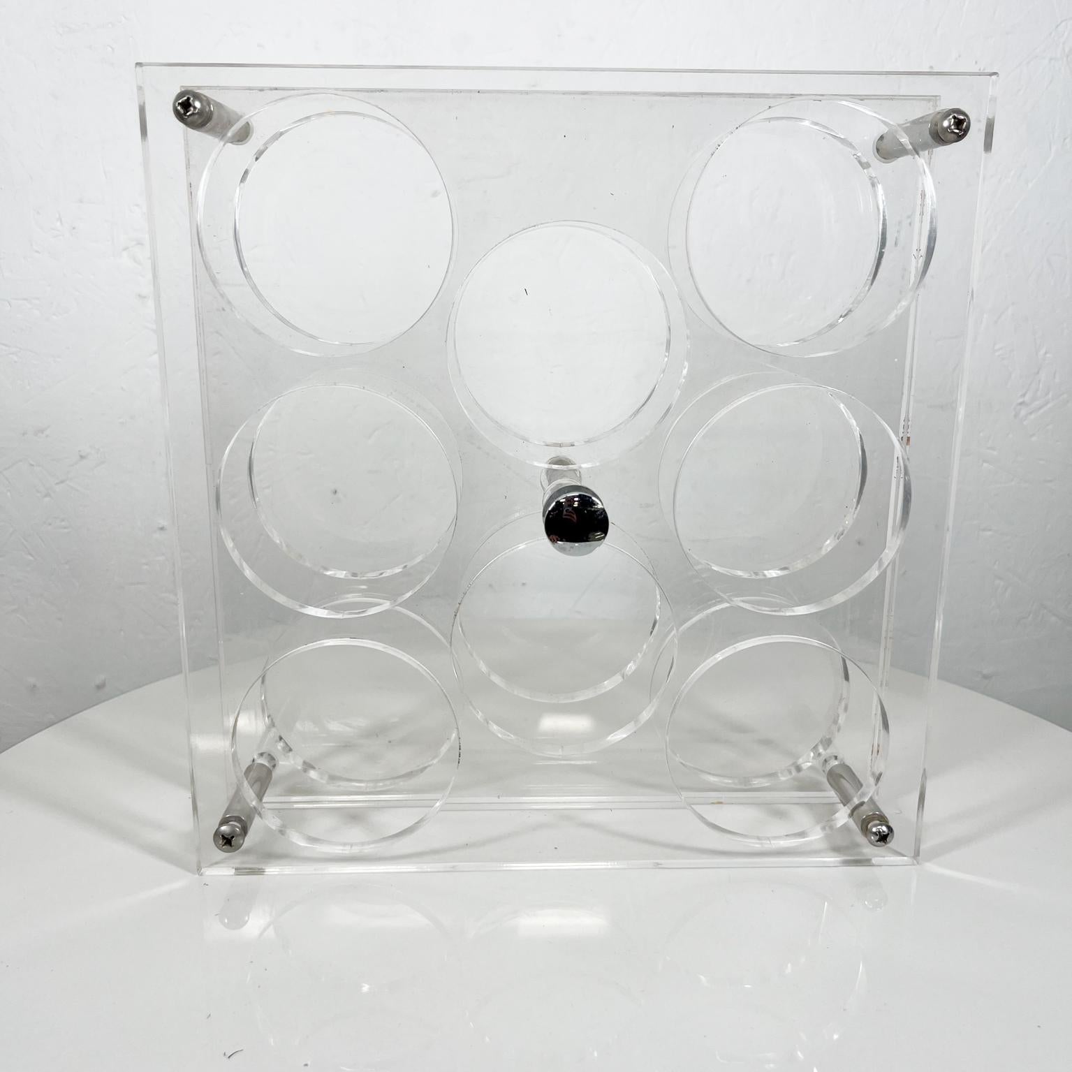 1970s Modernist Lucite Beverage Bar Drink Carrier Eight Glass Serving Tray 1