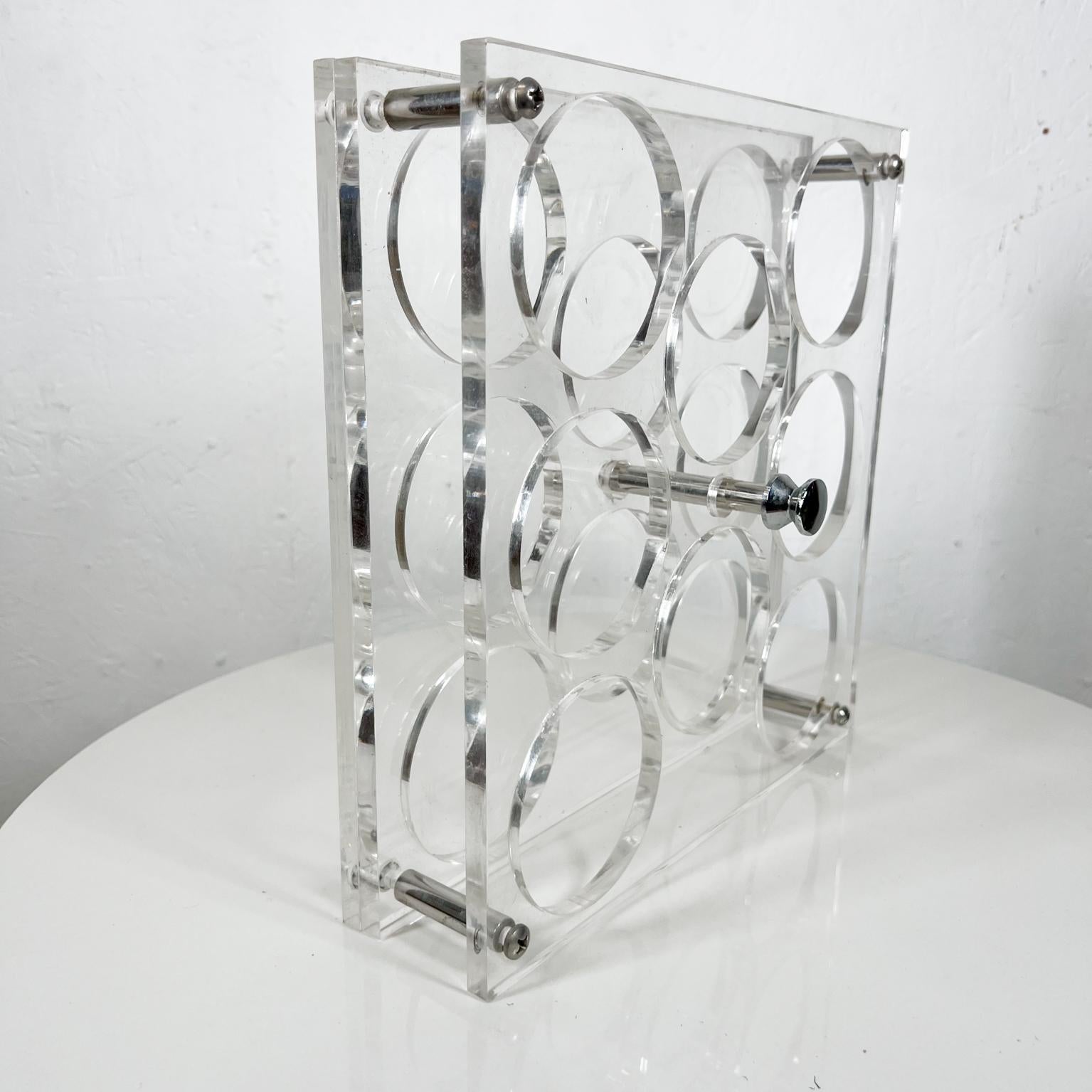 1970s Modernist Lucite Beverage Bar Drink Carrier Eight Glass Serving Tray 2