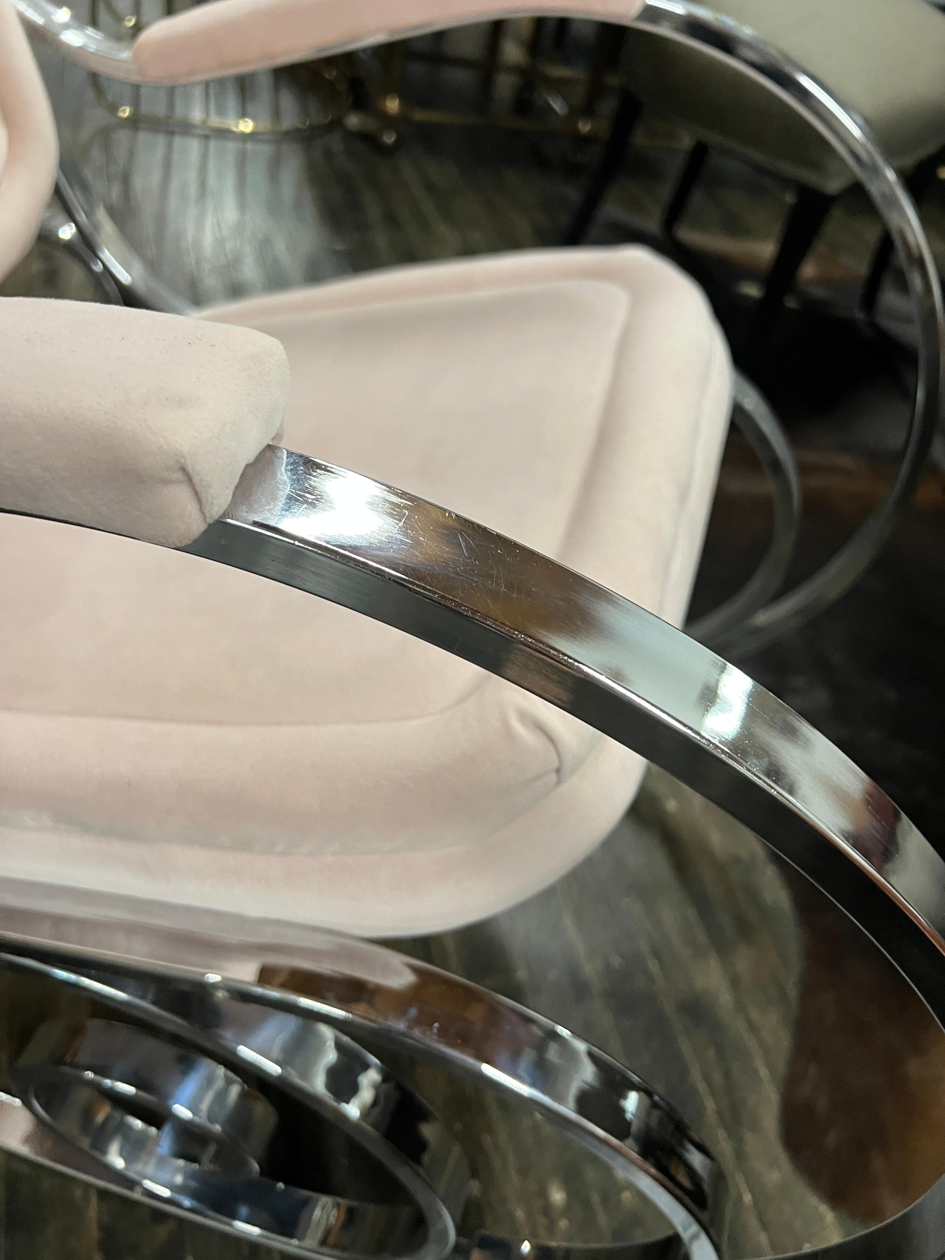 Fauteuil à bascule moderniste des années 1970 de la Maison Jansen, style Hollywood Regency, en rose en vente 7