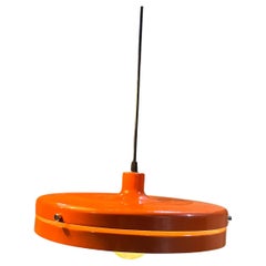 1970s Modernist MCM Orange Pendant Lamp