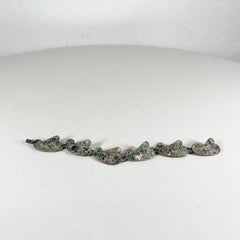 Modernist Mexican Silver and Malachite Link Bracelet Taxco Mosaico Azteca