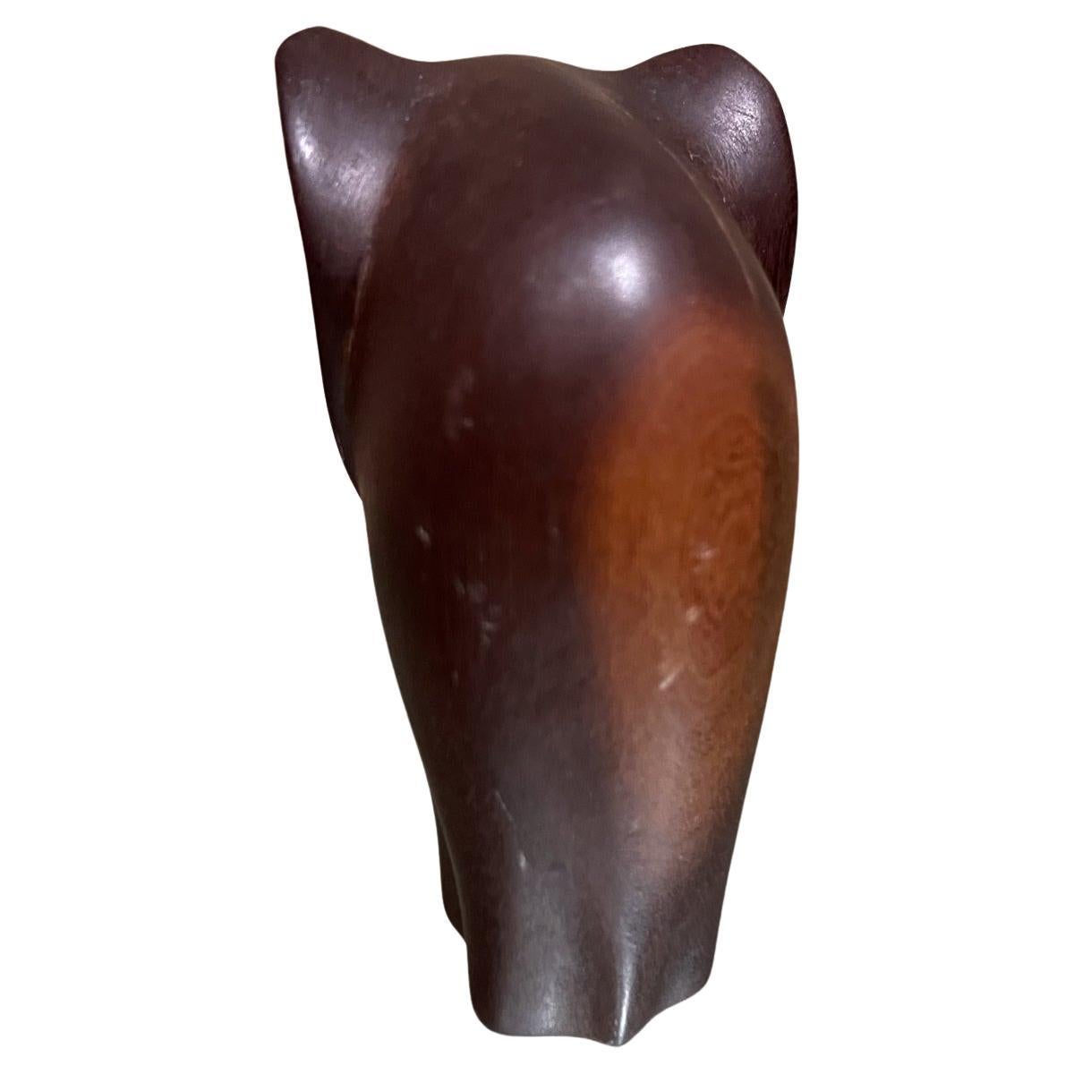 1970s Modernista Mini Escultura Elefante Madera