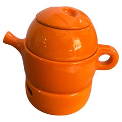 Vintage 1970s Modernist Orange Ceramic Teapot by Liisi Beckmann for Gabbianelli