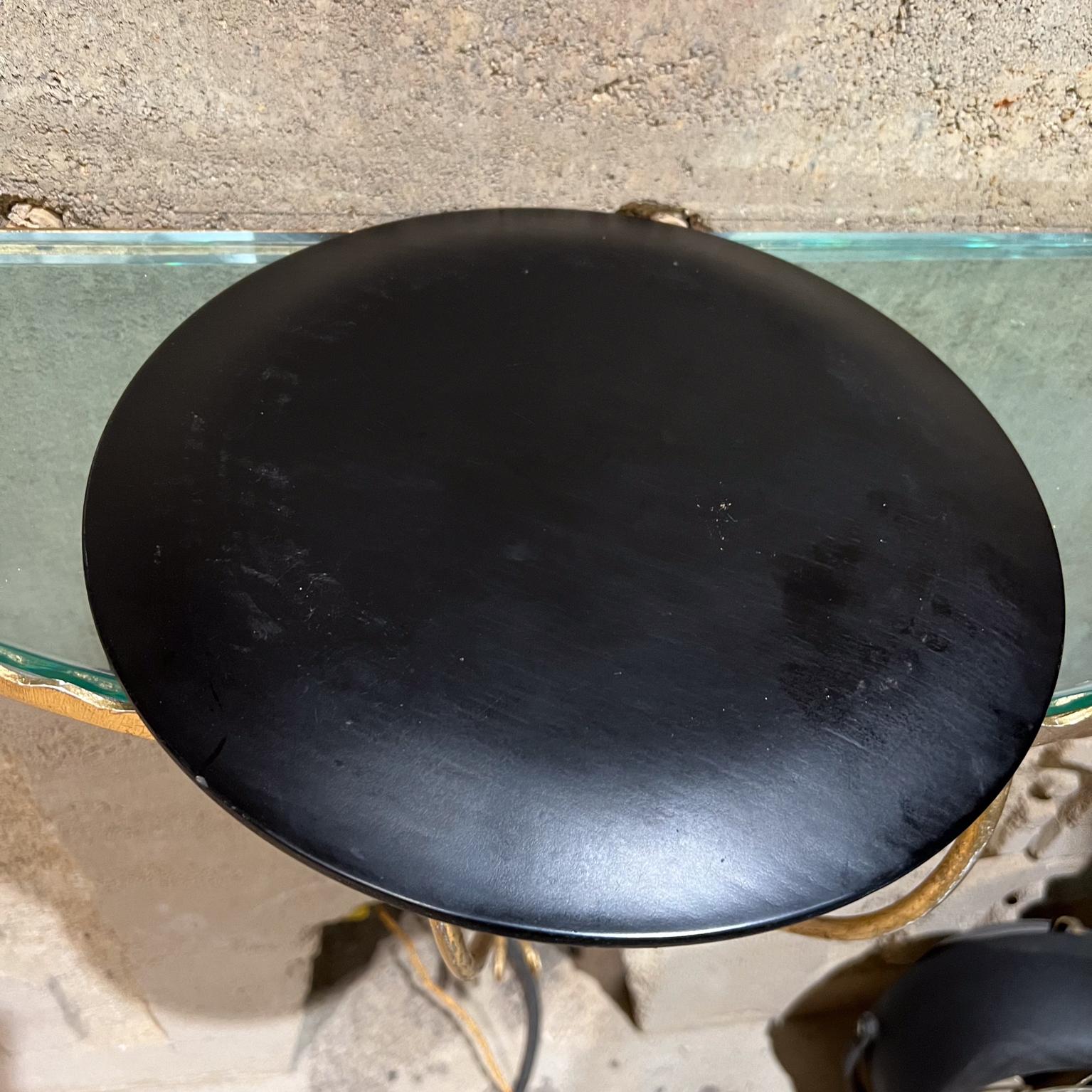 1970s Modernist Platter Teak Wood on Black Plate For Sale 1