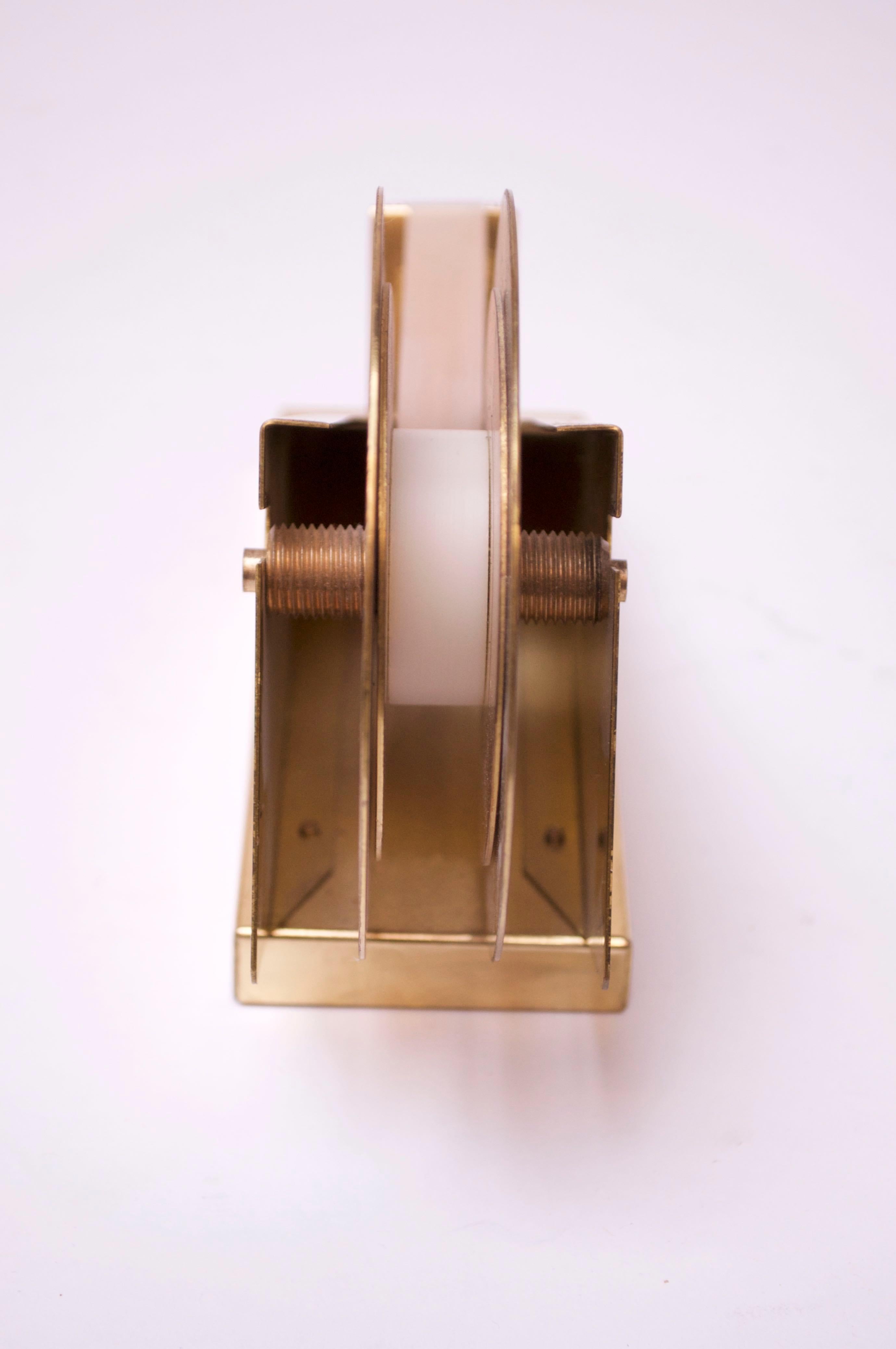 American 1970s Modernist Polished Brass Tape Dispenser For Sale