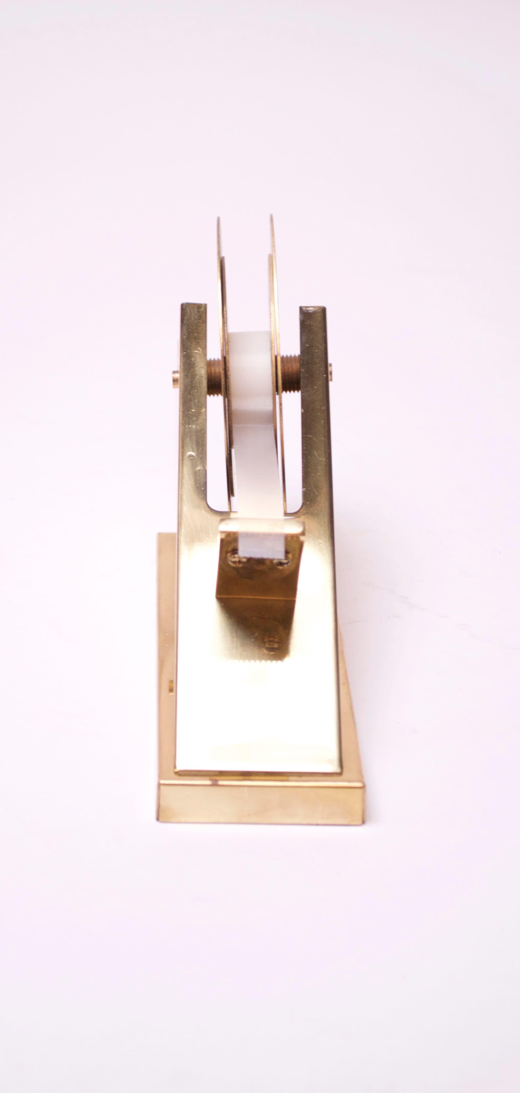 1970s Modernist Polished Brass Tape Dispenser In Good Condition For Sale In Brooklyn, NY