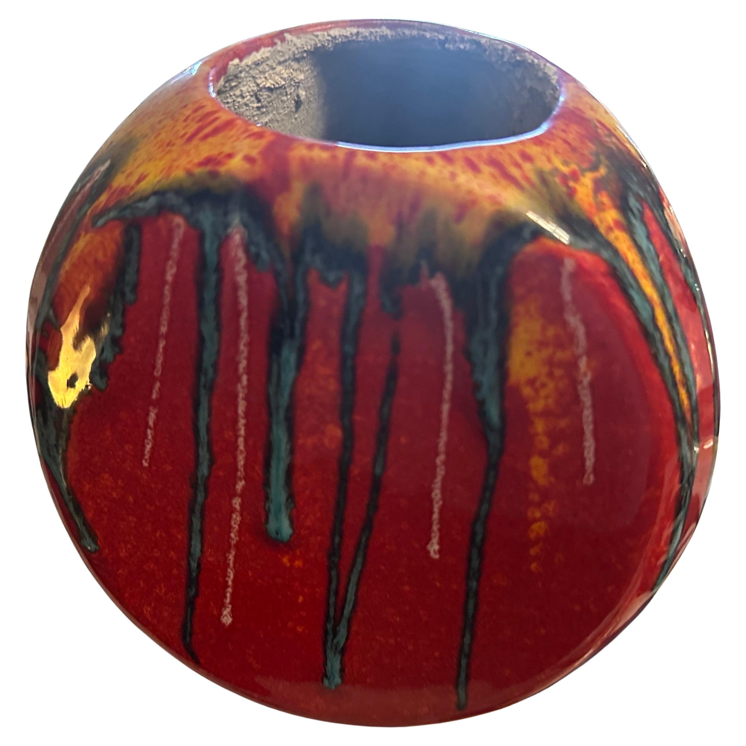 1970er Modernistische Polychrome Keramikvase von Roberto Rigon für Bertoncello