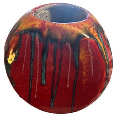 Vaso in ceramica policroma modernista degli anni '70 di Roberto Rigon per Bertoncello