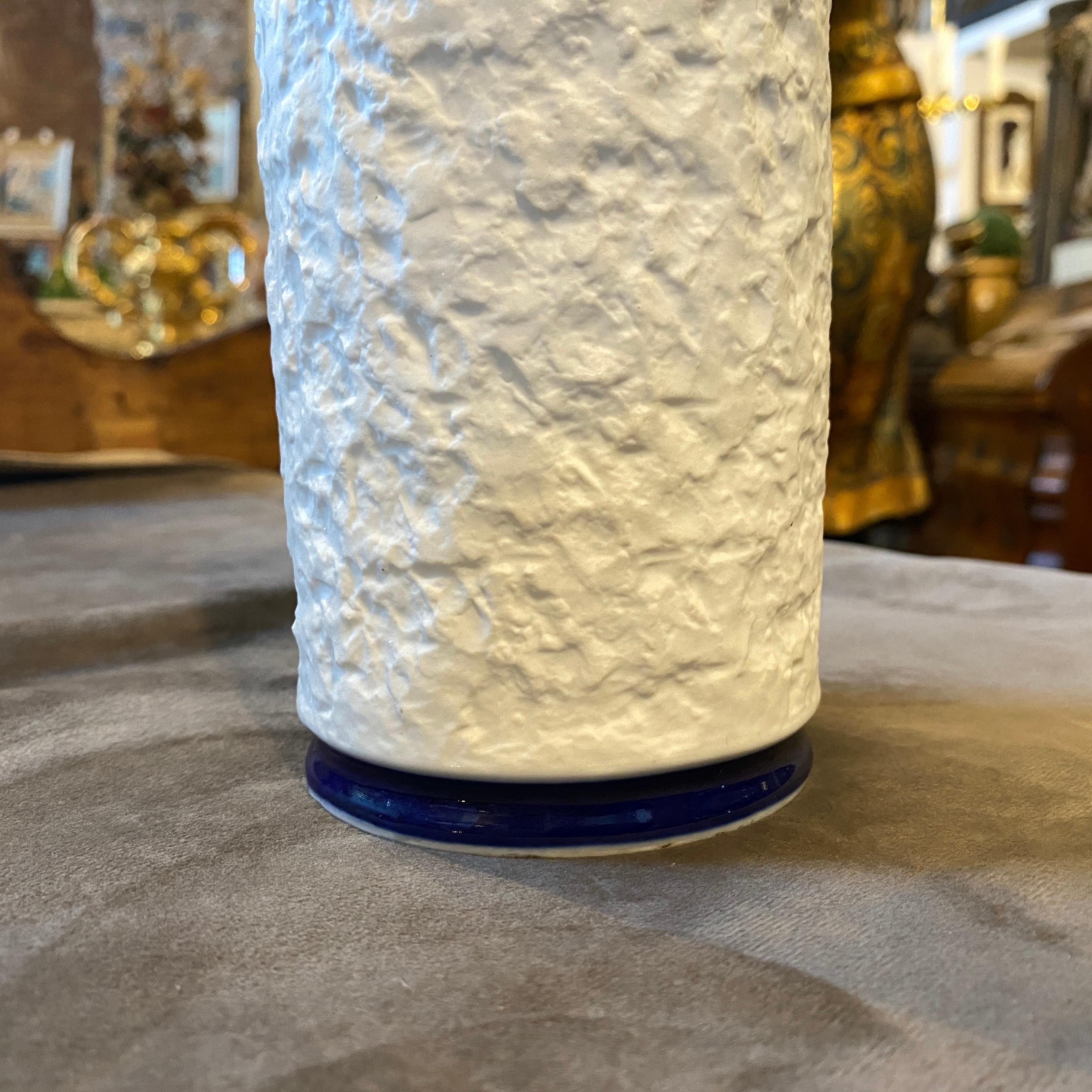 1970s Modernist White Orange and Blue Porcelain German Bottle Vase by K.P.M. In Good Condition For Sale In Aci Castello, IT