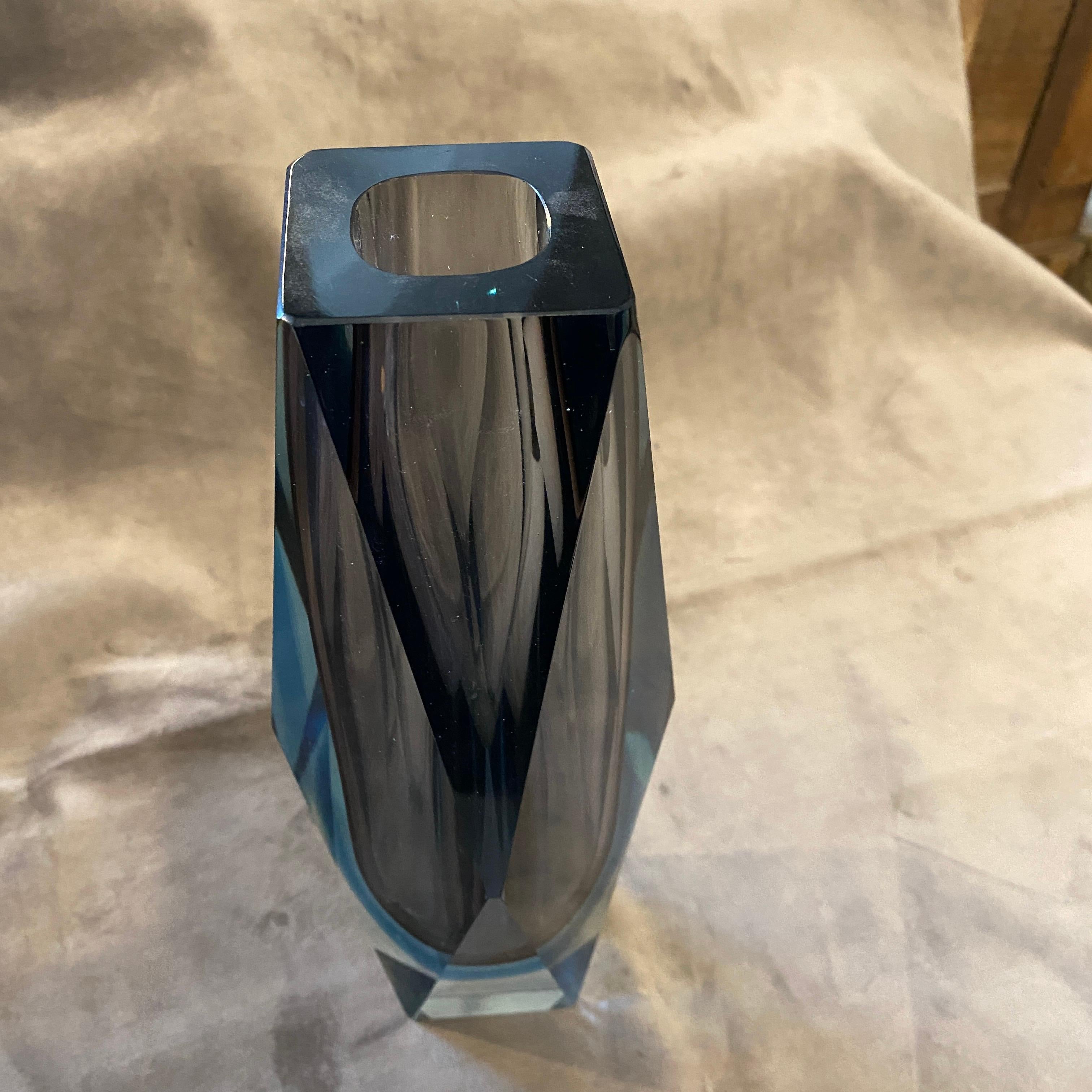 1970s Modernist Purple and Blue Faceted Murano Glass Vase by Seguso 3