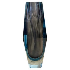 1970s Modernist Purple and Blue Faceted Murano Glass Vase by Seguso