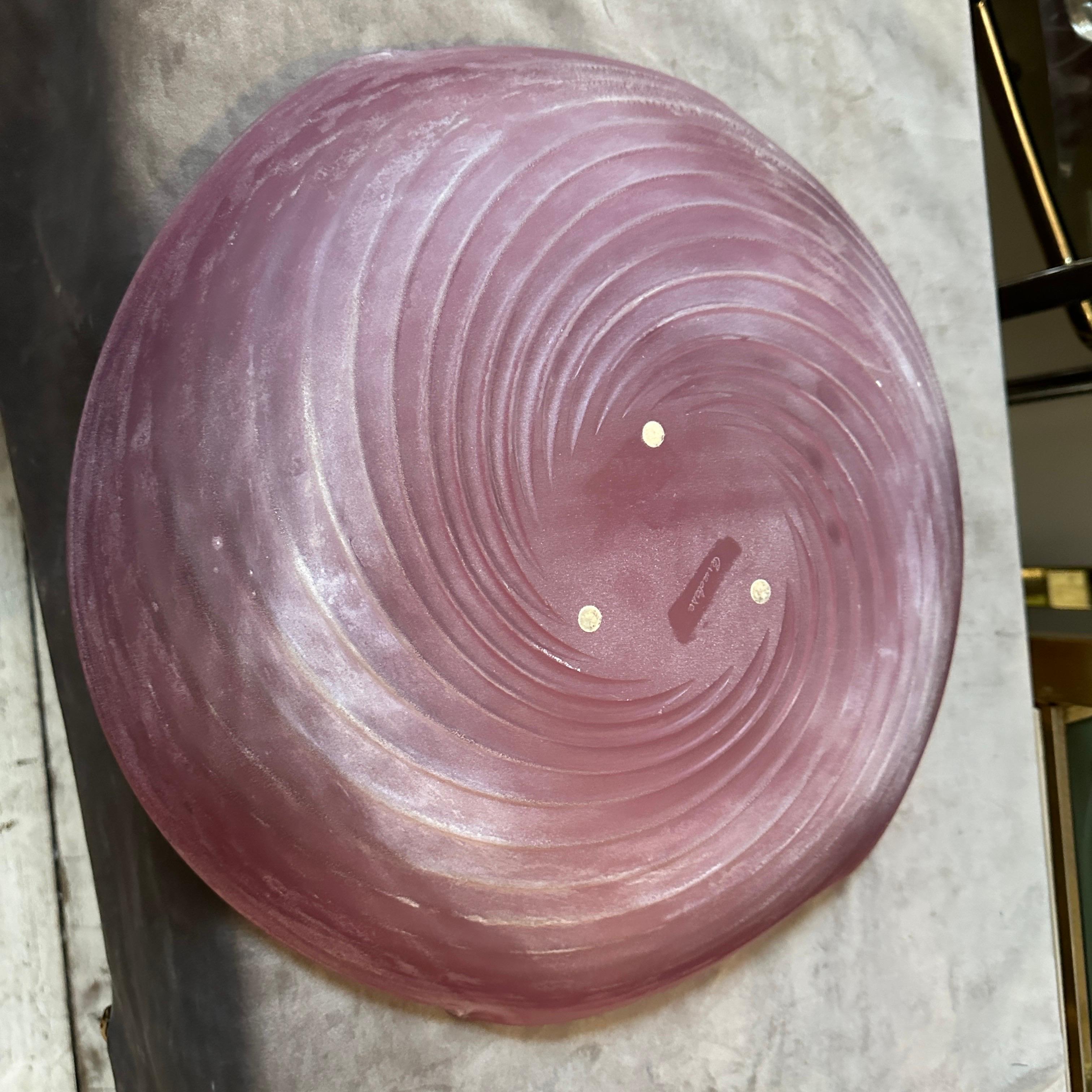 Bol rond en verre de Murano Scavo violet moderniste des années 1970 par Cenedese en vente 4