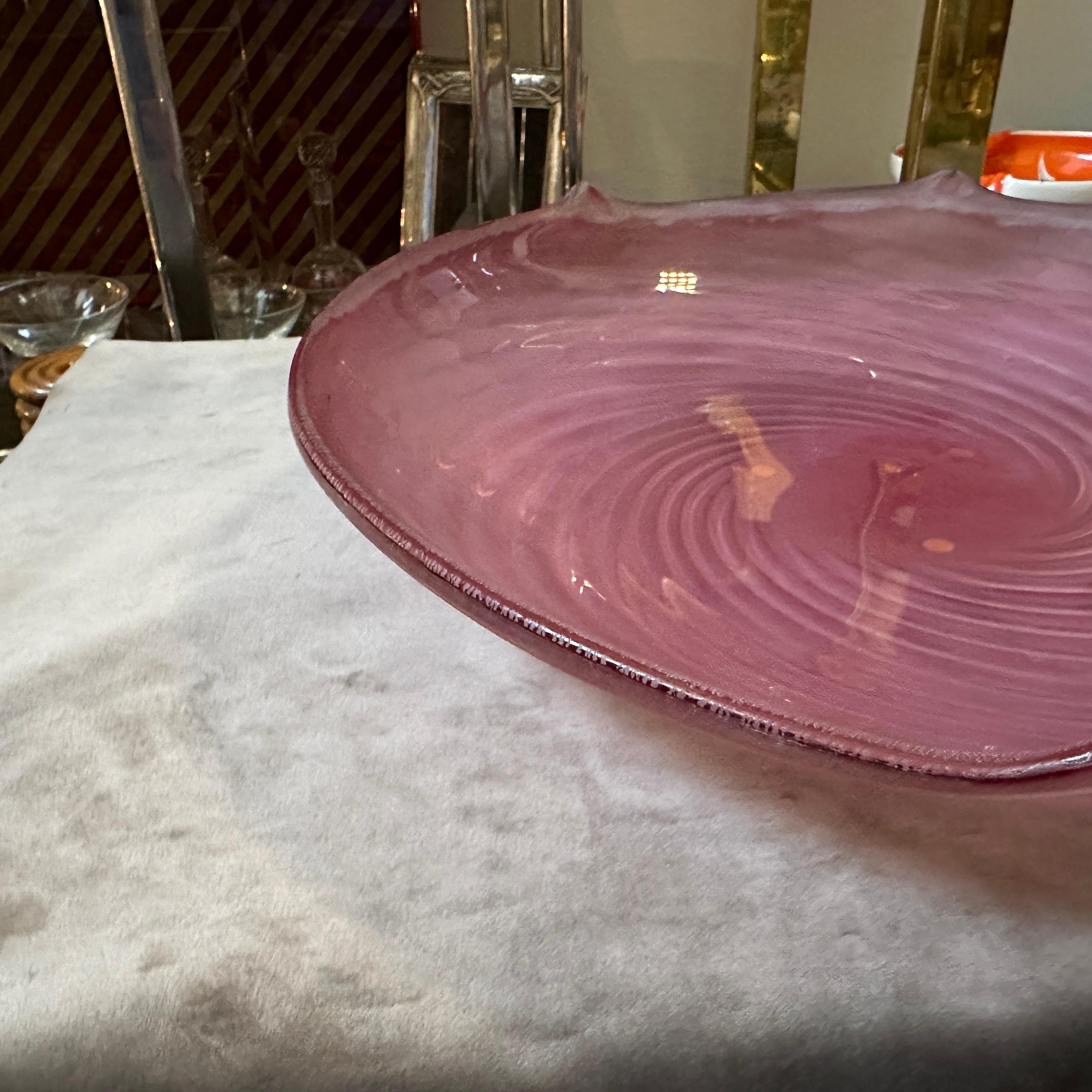 Bol rond en verre de Murano Scavo violet moderniste des années 1970 par Cenedese en vente 1