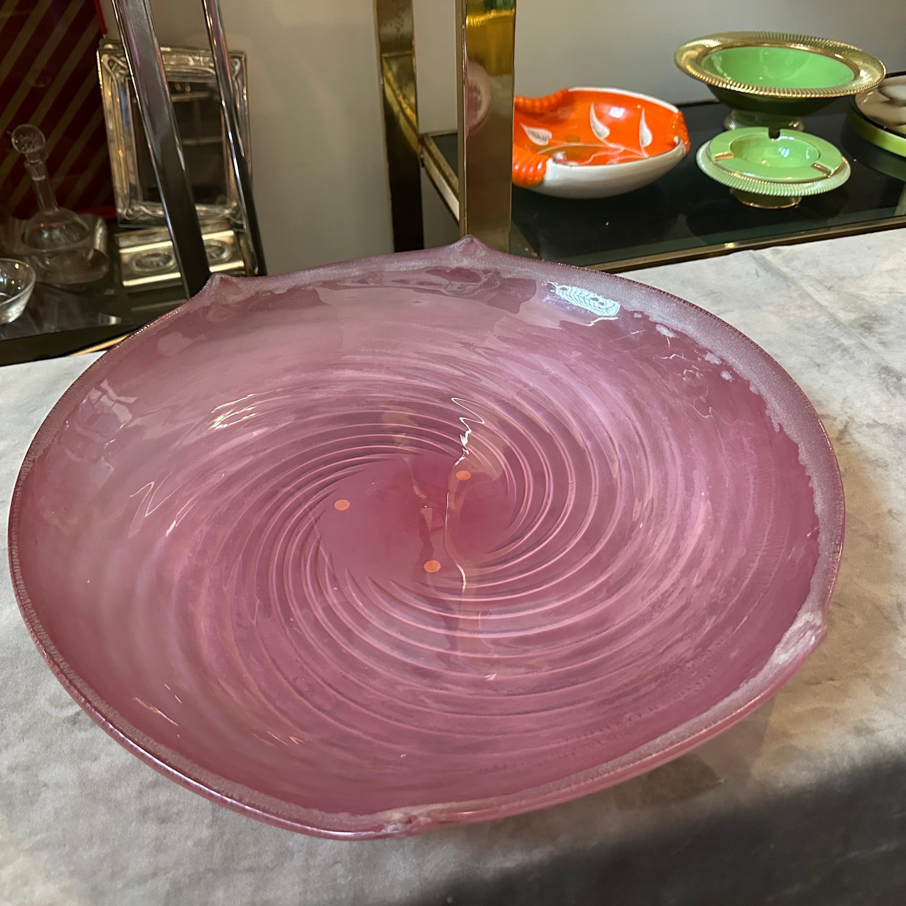 Bol rond en verre de Murano Scavo violet moderniste des années 1970 par Cenedese en vente 2