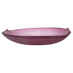 1970s Modernist Purple Scavo Murano Glass Round Bowl by Cenedese