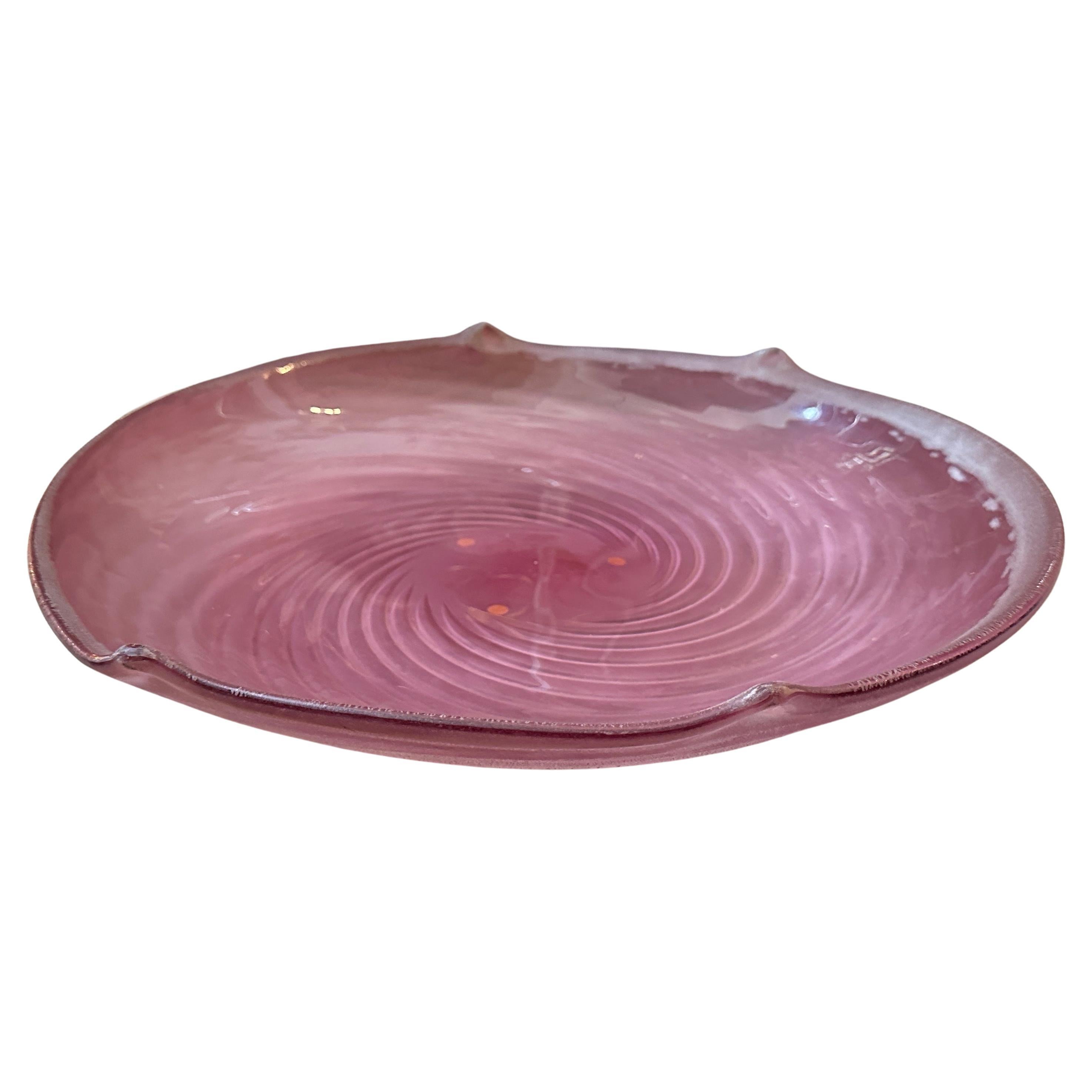 Moderne Bol rond en verre de Murano Scavo violet moderniste des années 1970 par Cenedese en vente