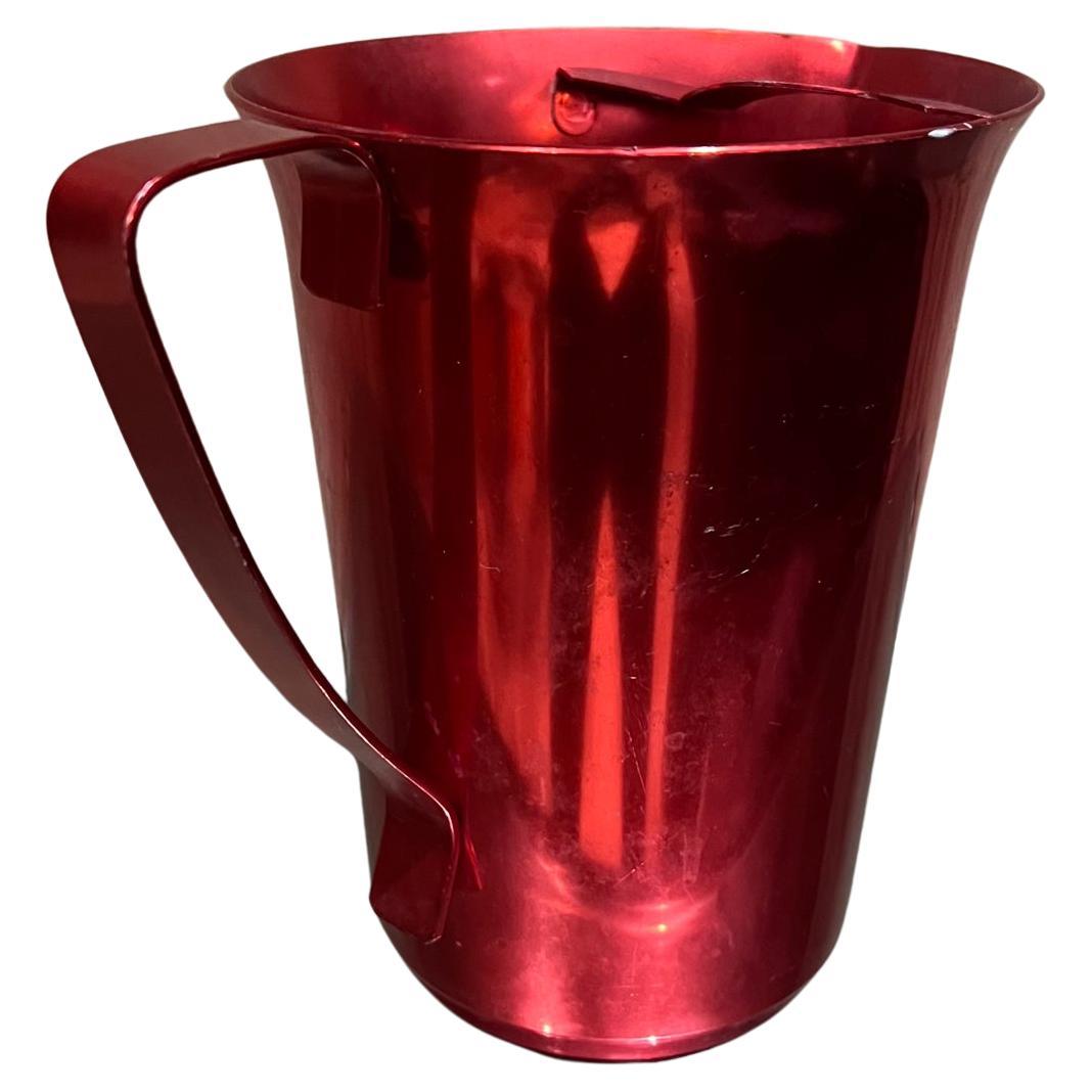 AMBIANIC presents
Modernist Red Aluminum Pitcher
7.5 h x 5.75 w x 7.75 d
Not new, vintage unrestored condition.
See all images provided.