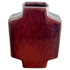 1970s Modernist Red Enameled Porcelain Vase by Tim & Jacqueline Orr