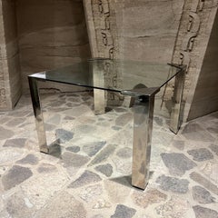 1970s Style Pace Collection Glass Table Satin Plated