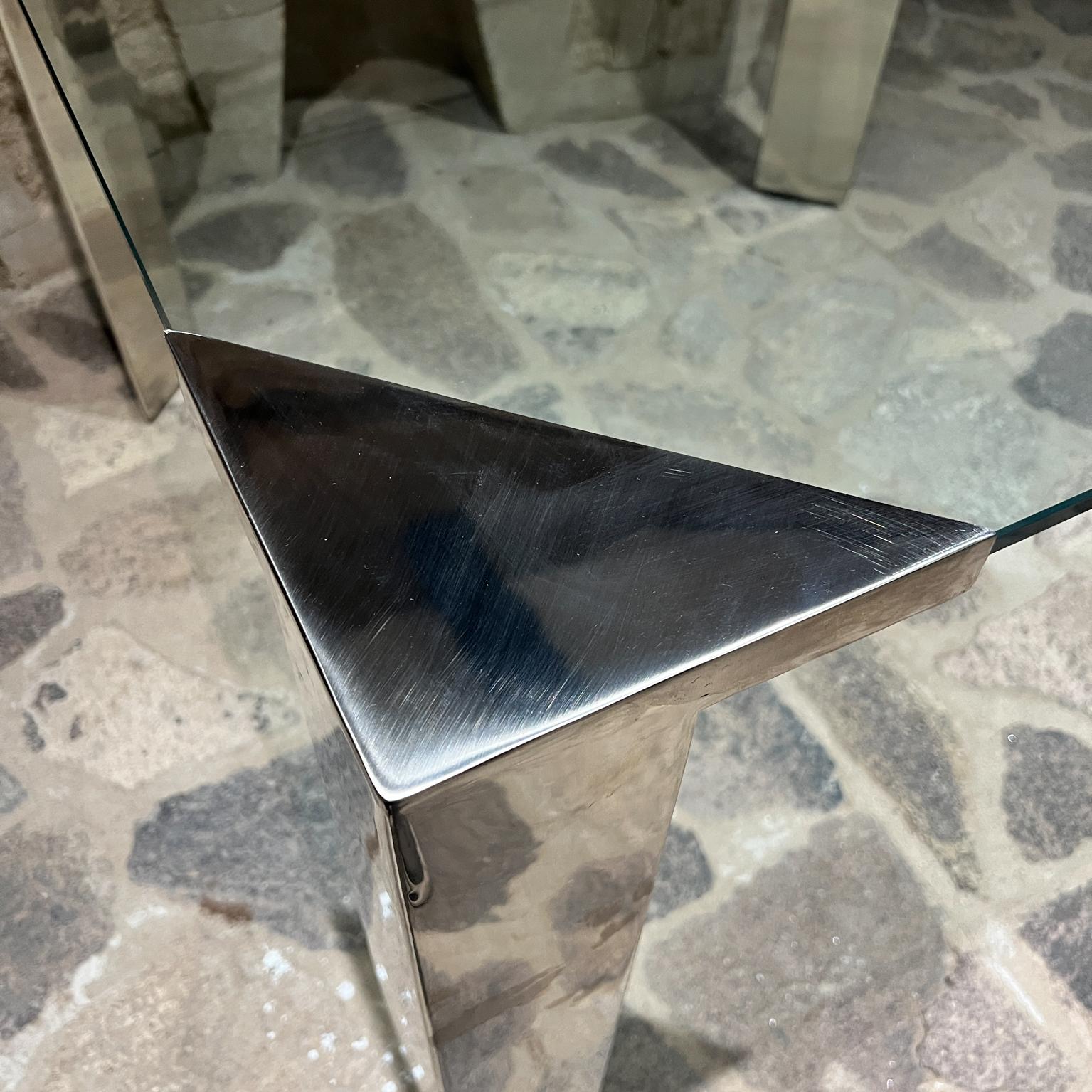 Mesa de cristal estilo años 70 Pace Collection Satinada Metal en venta