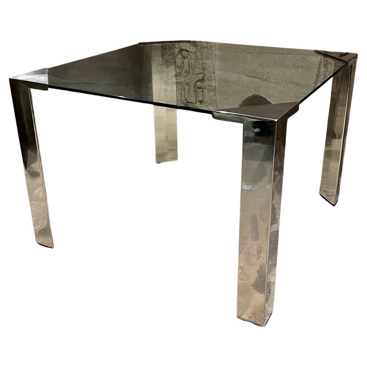 1970s Style Pace Collection Glass Table Satin Plated