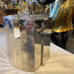 1970s Modernist Silver Plated Italian Ice Bucket in the Manner of Gio Ponti
