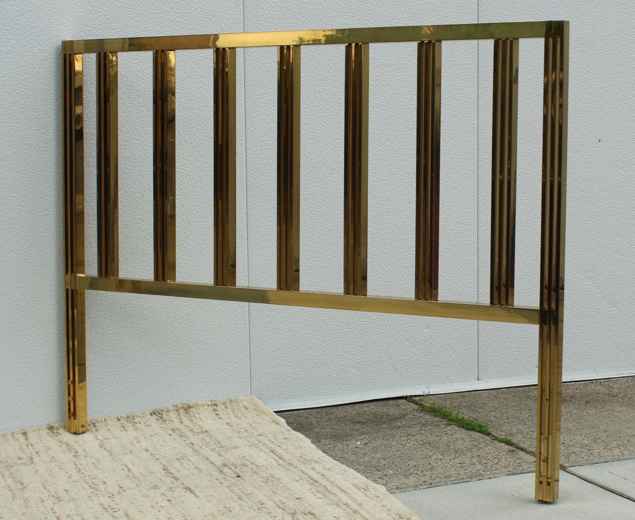 Stunning 1970's mid-century modern solid brass king size bed, in vintage original condition with some wear and patina due to age and use.
