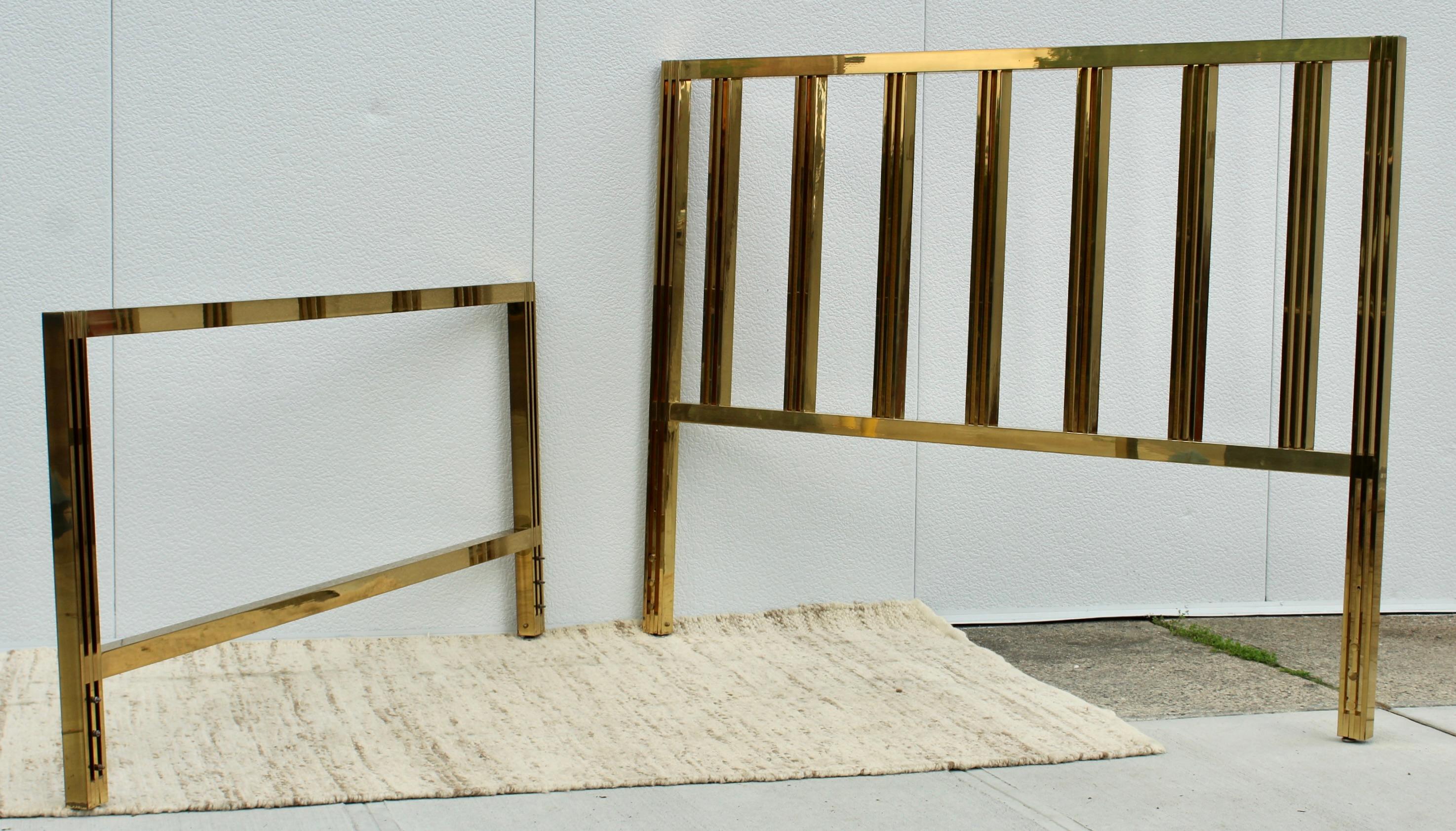 Mid-Century Modern 1970's Modernist Solid Brass King Size Bed