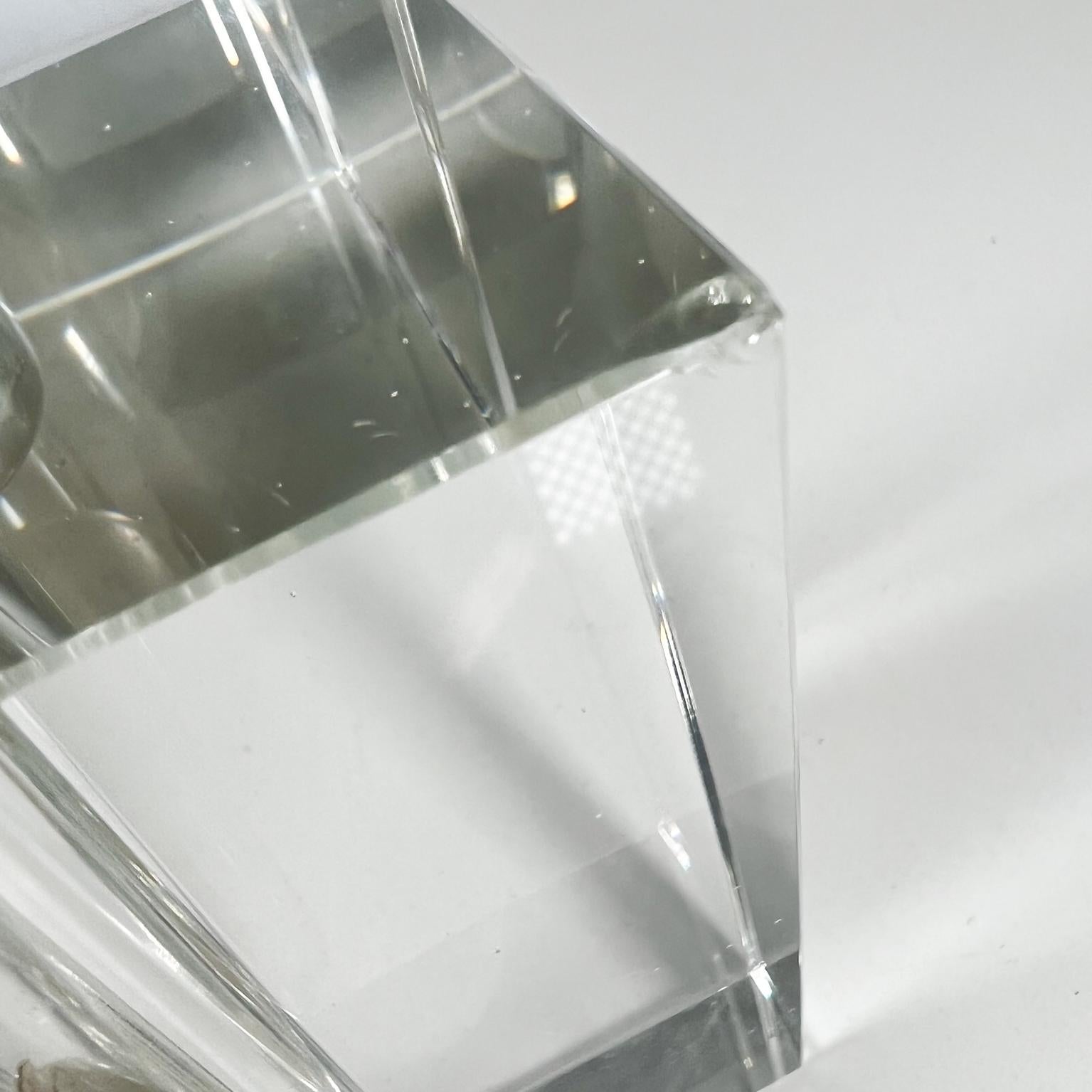 Art Glass 1970s Modernist Sophisticated Bud Vase Clear Glass Rectangular Block