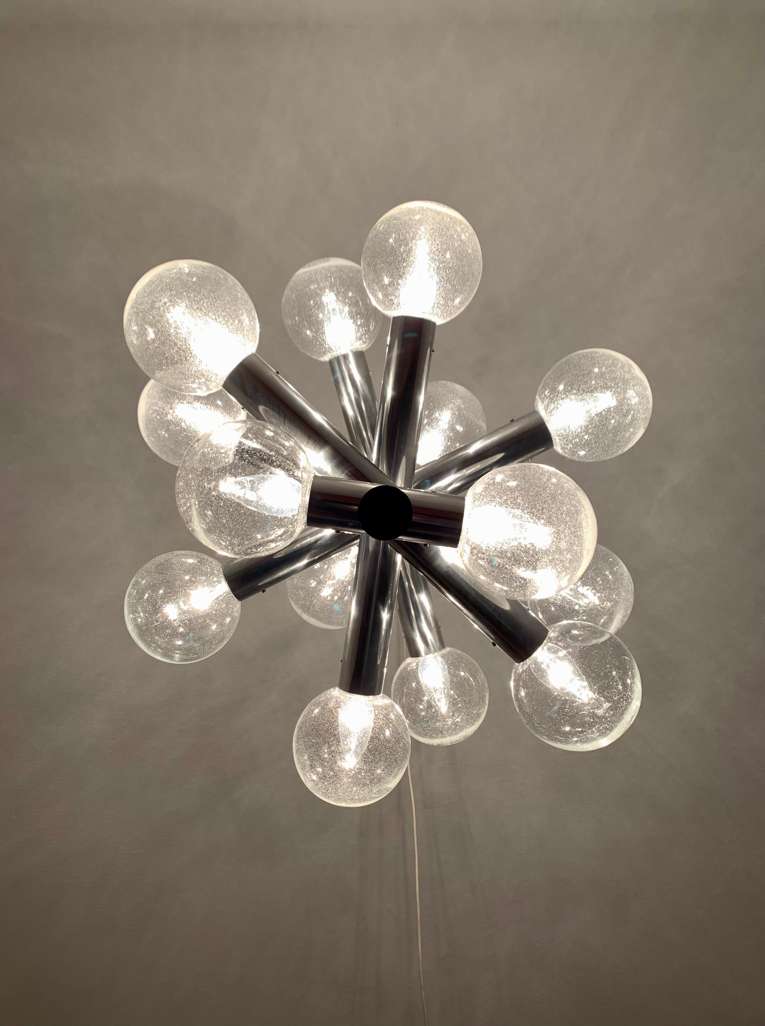  1970s Modernist Space Age Bubble Glass Chandelier by J.T. Kalmar For Sale 4