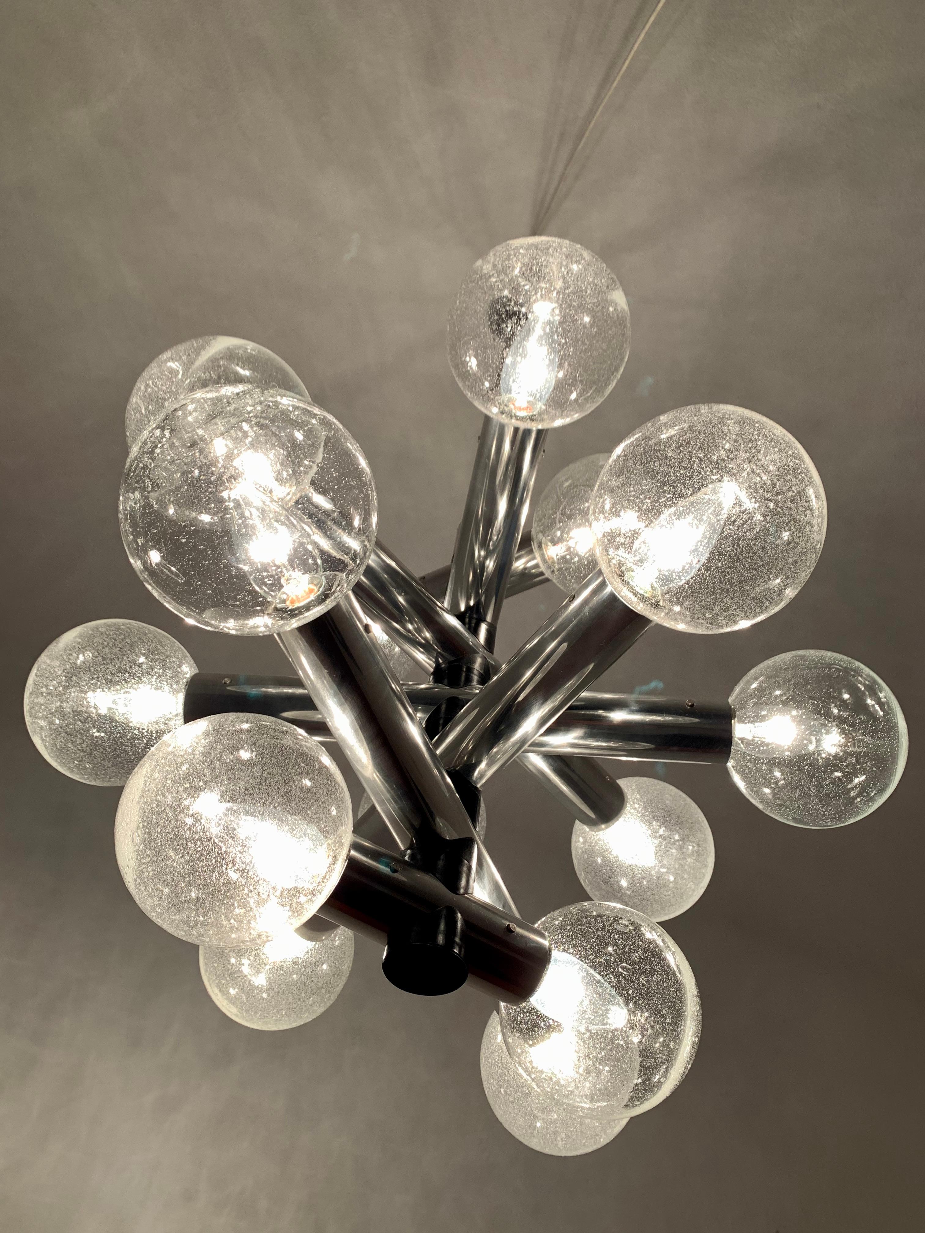  1970s Modernist Space Age Bubble Glass Chandelier by J.T. Kalmar For Sale 7