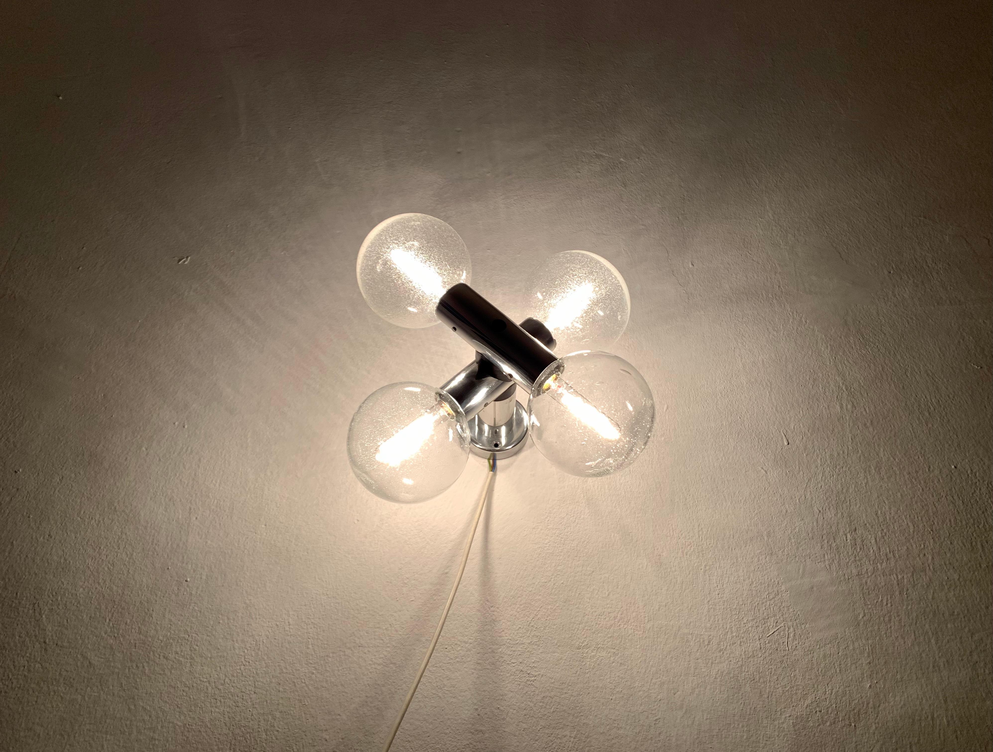 1970s Modernist Space Age Bubble Glass Flush Lamp by J.T. Kalmar For Sale 4