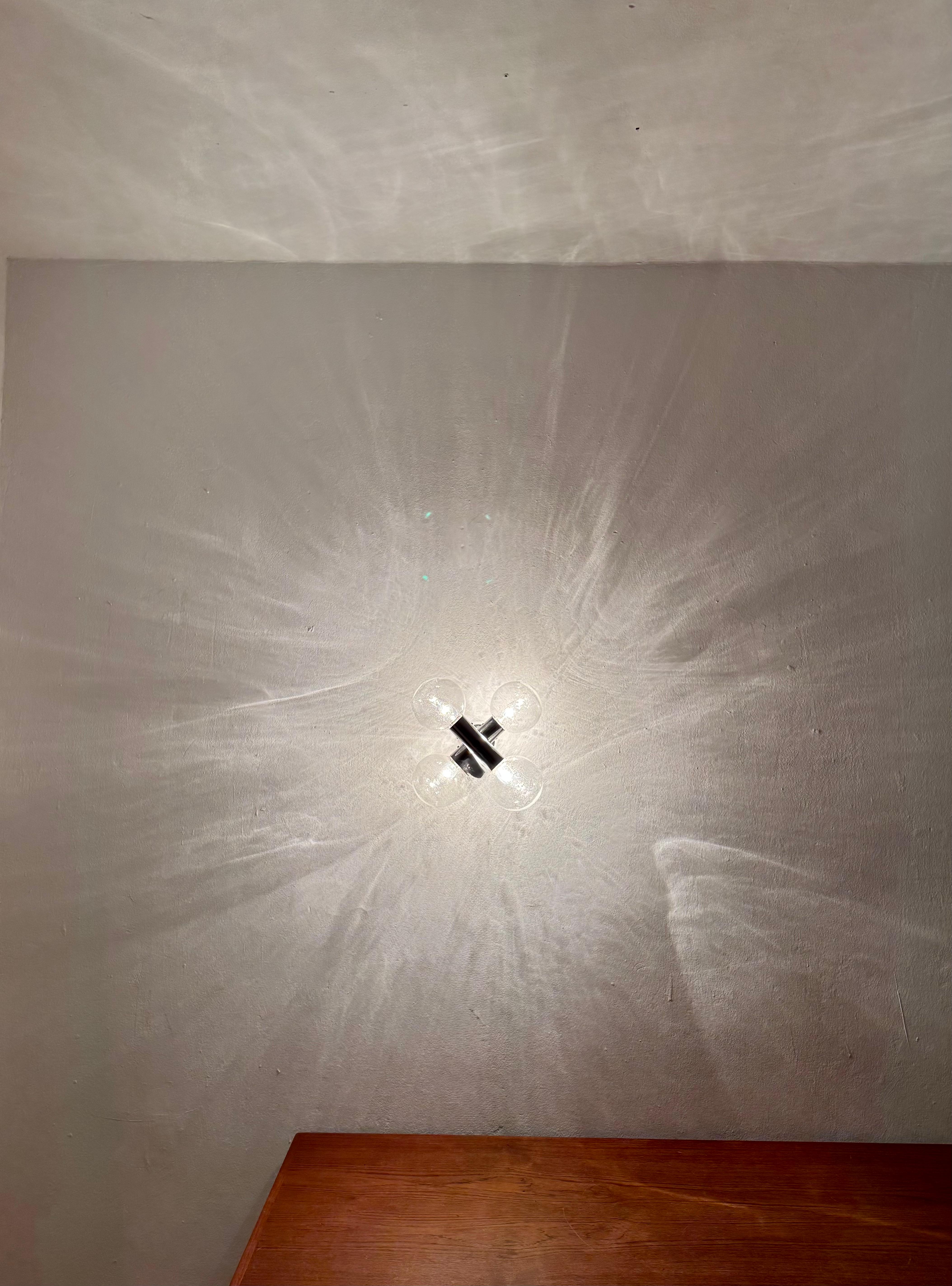 1970s Modernist Space Age Bubble Glass Flush Lamp by J.T. Kalmar For Sale 6