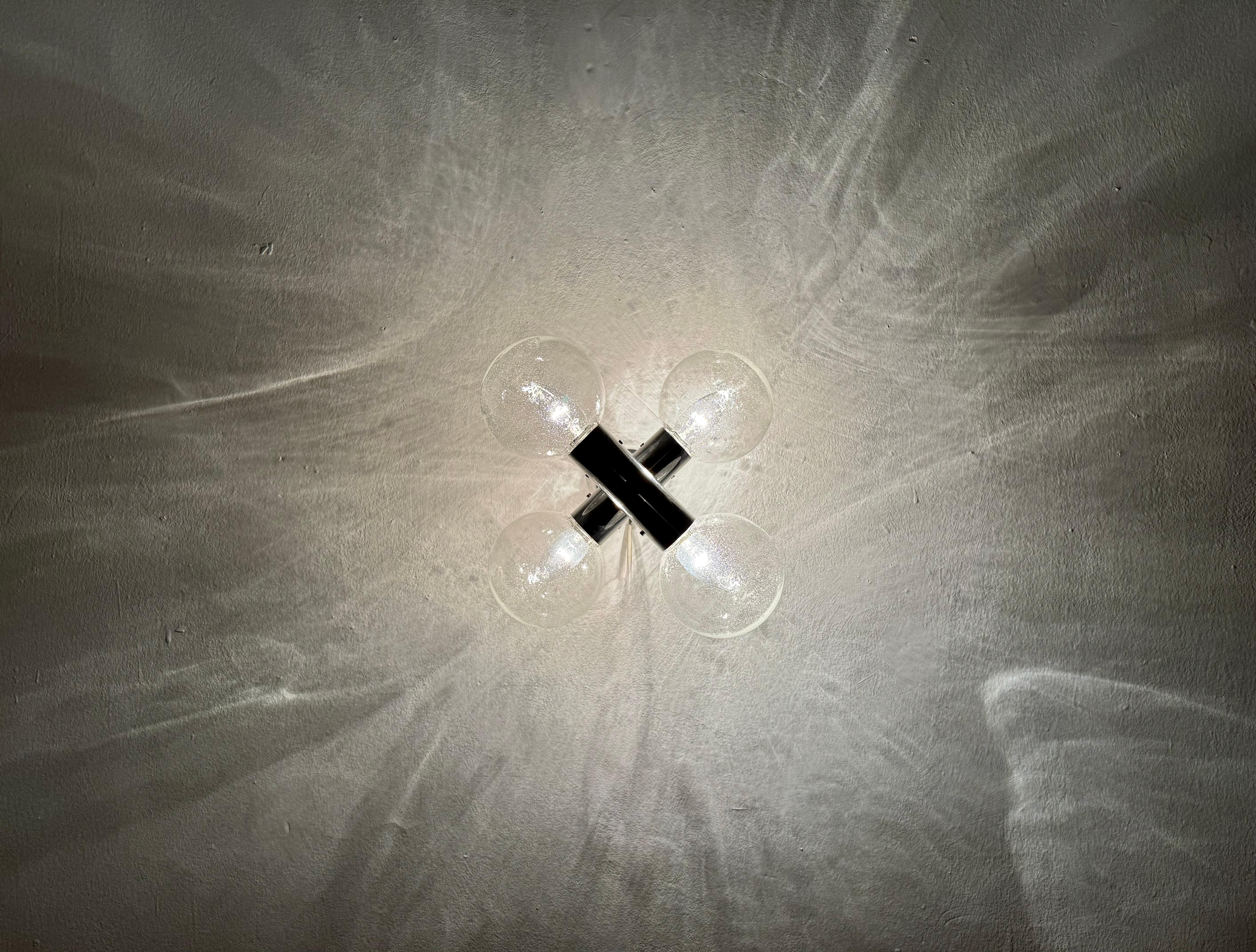 1970s Modernist Space Age Bubble Glass Flush Lamp by J.T. Kalmar For Sale 7