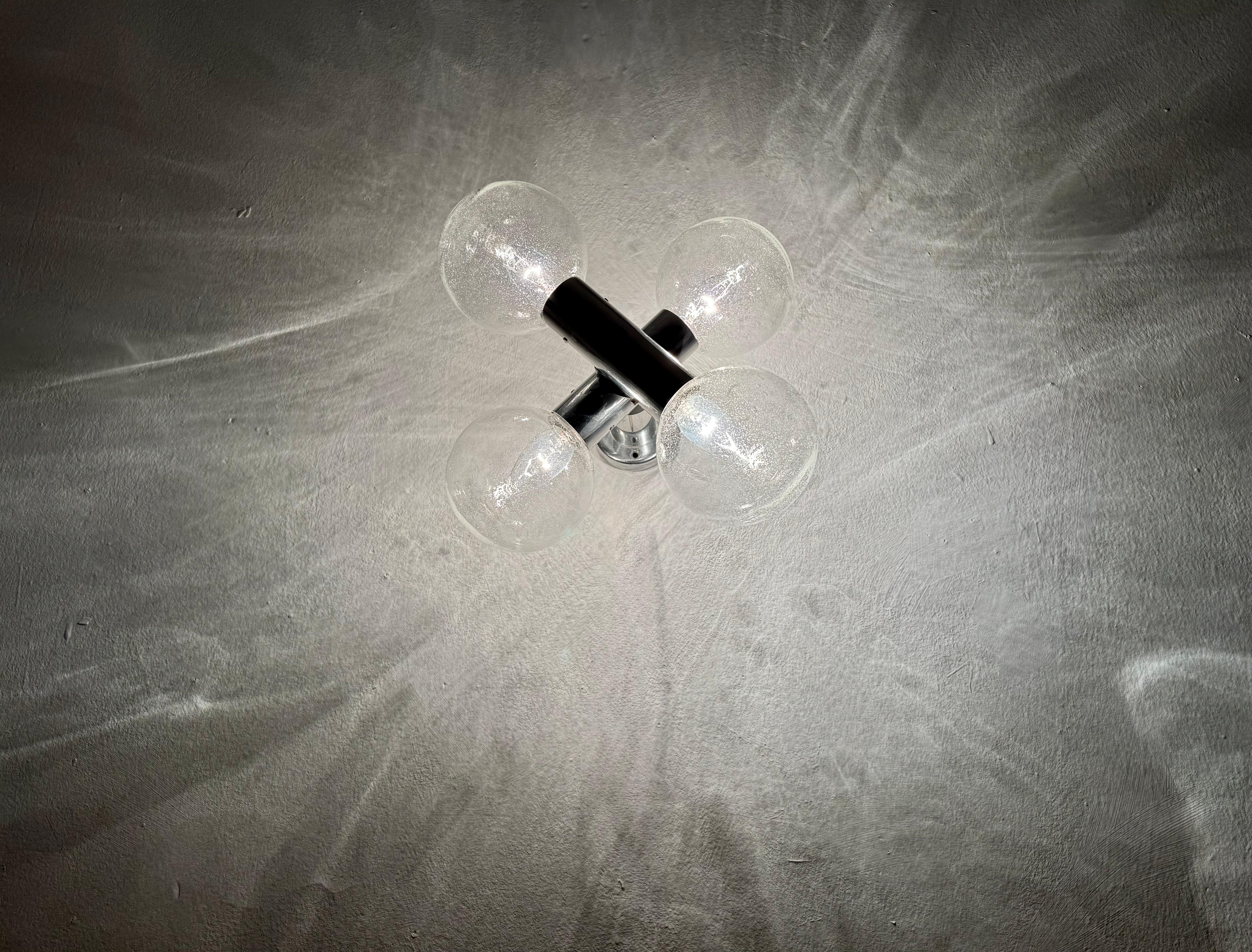 1970s Modernist Space Age Bubble Glass Flush Lamp by J.T. Kalmar For Sale 8