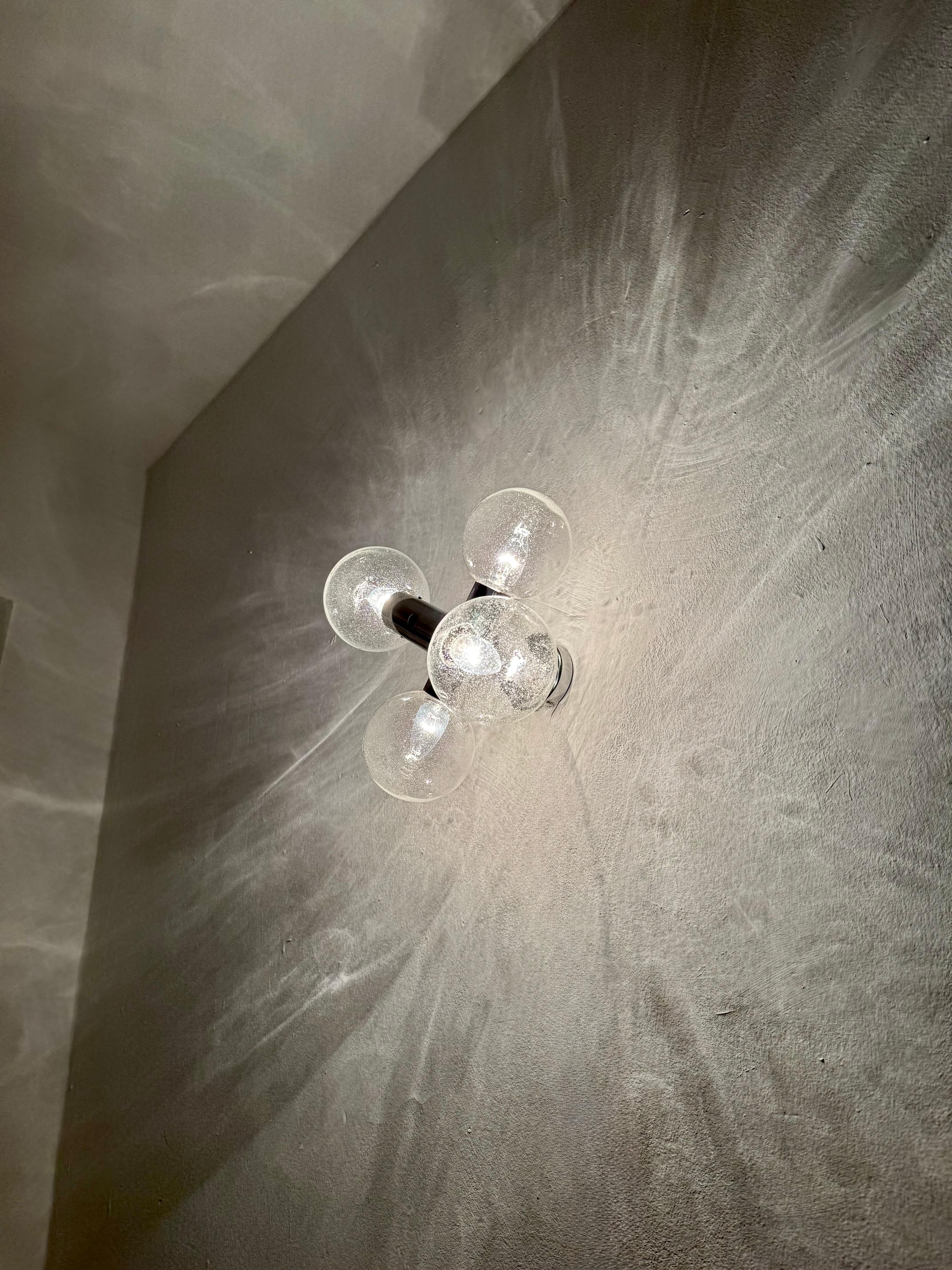 1970s Modernist Space Age Bubble Glass Flush Lamp by J.T. Kalmar For Sale 9