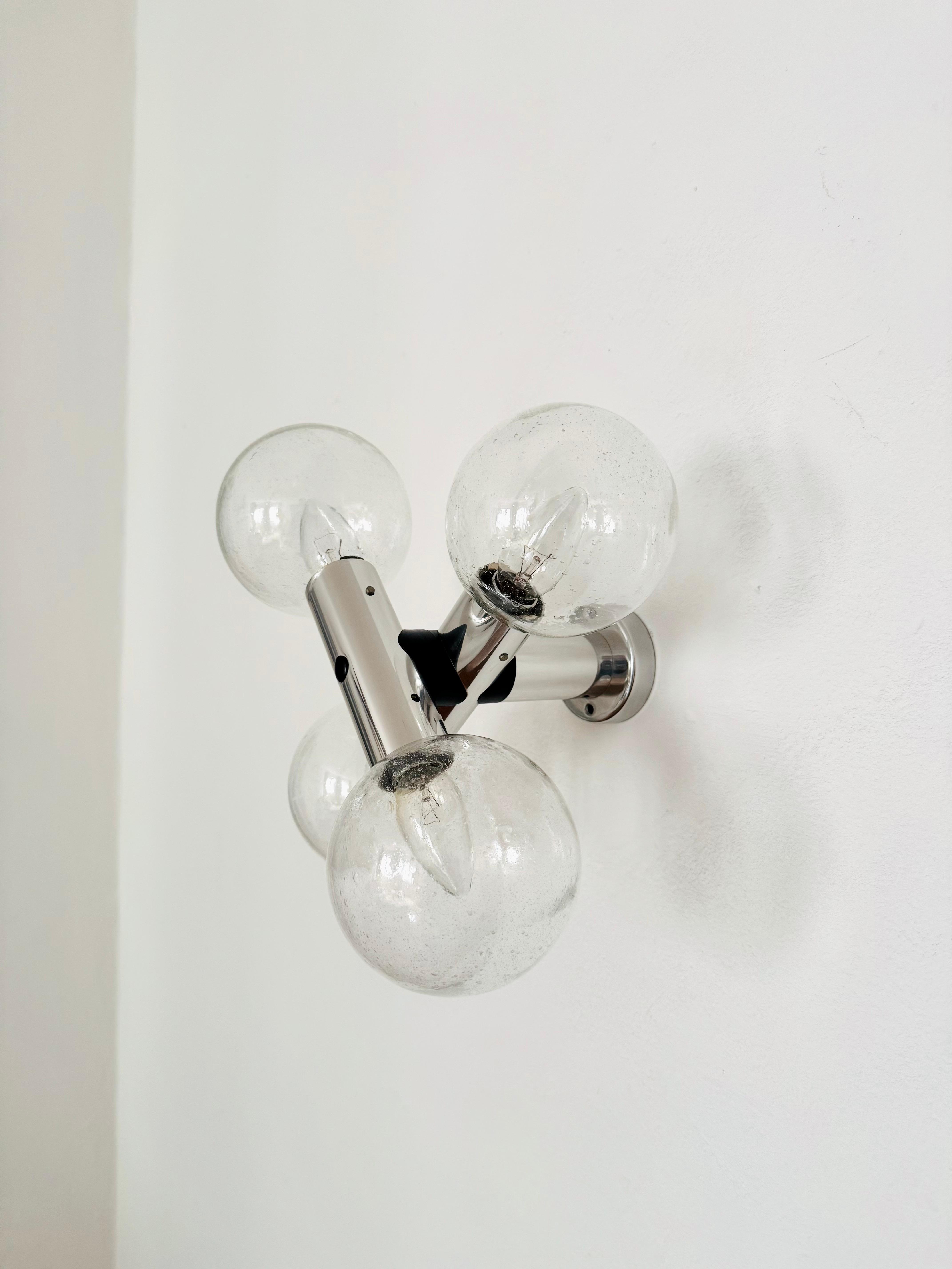 Austrian 1970s Modernist Space Age Bubble Glass Flush Lamp by J.T. Kalmar For Sale