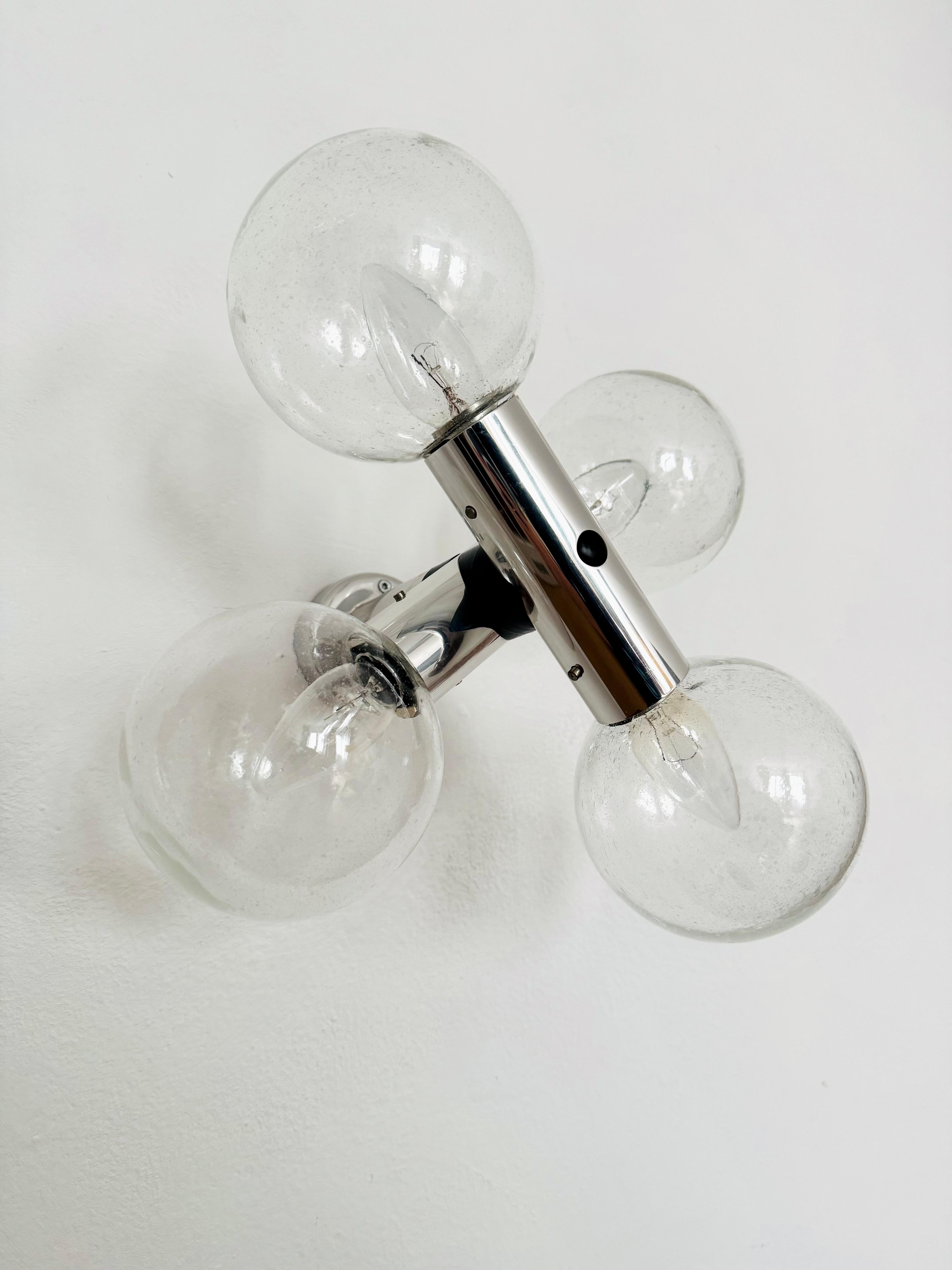 1970s Modernist Space Age Bubble Glass Flush Lamp by J.T. Kalmar In Good Condition For Sale In München, DE