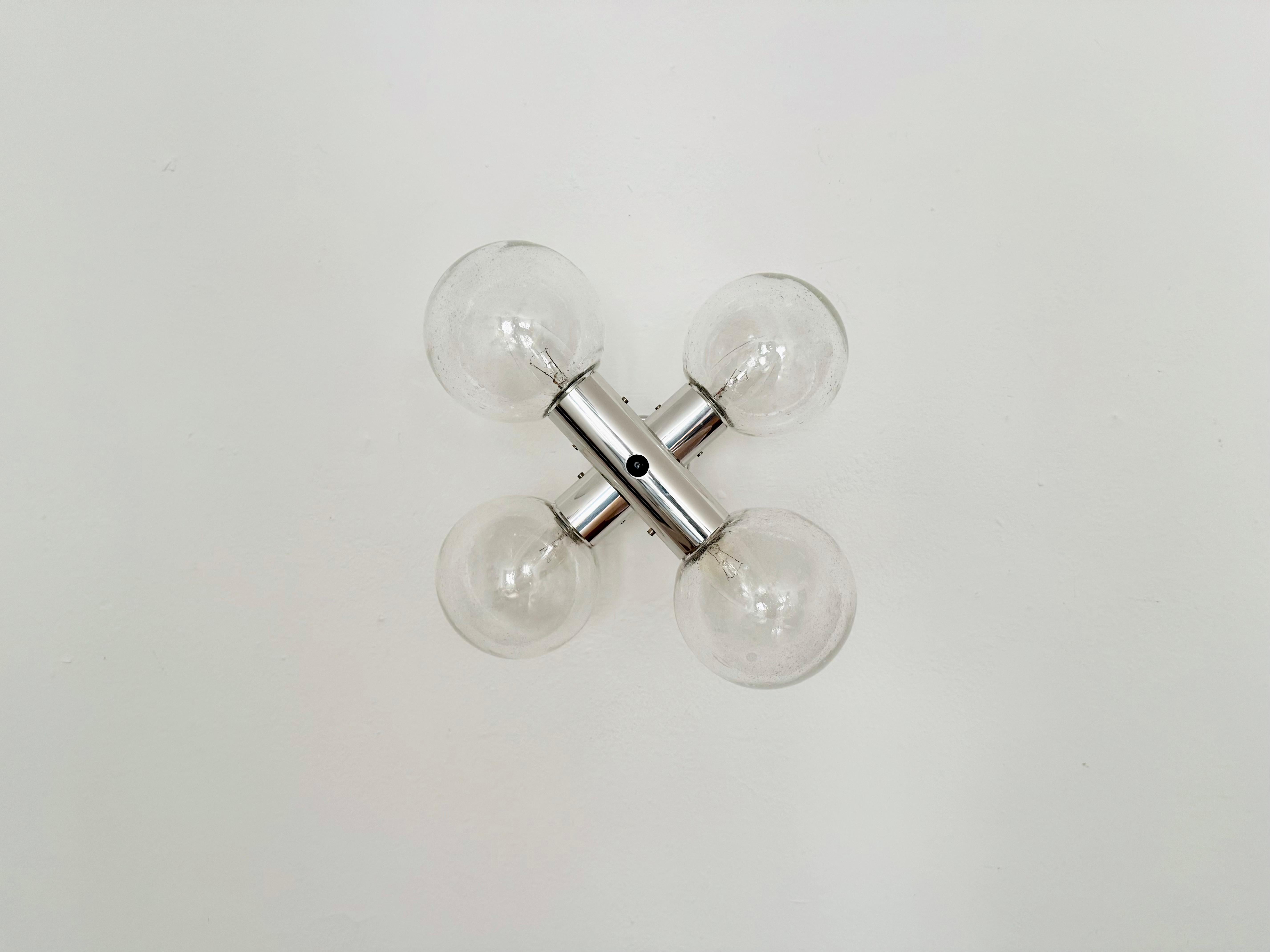 Late 20th Century 1970s Modernist Space Age Bubble Glass Flush Lamp by J.T. Kalmar For Sale