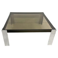 1970s Modernist Square Aluminum Coffee Table Style of Milo Baughman
