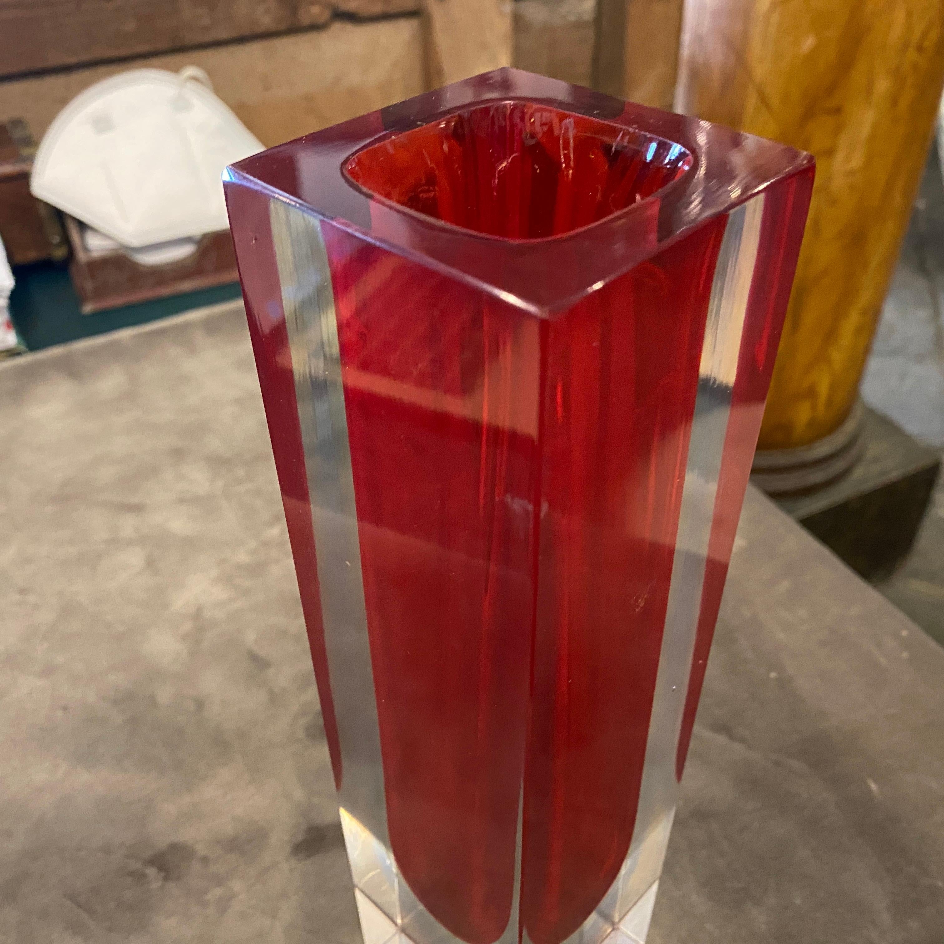 1970s Modernist Square Sommerso Murano Glass by Mandruzzato In Good Condition In Aci Castello, IT