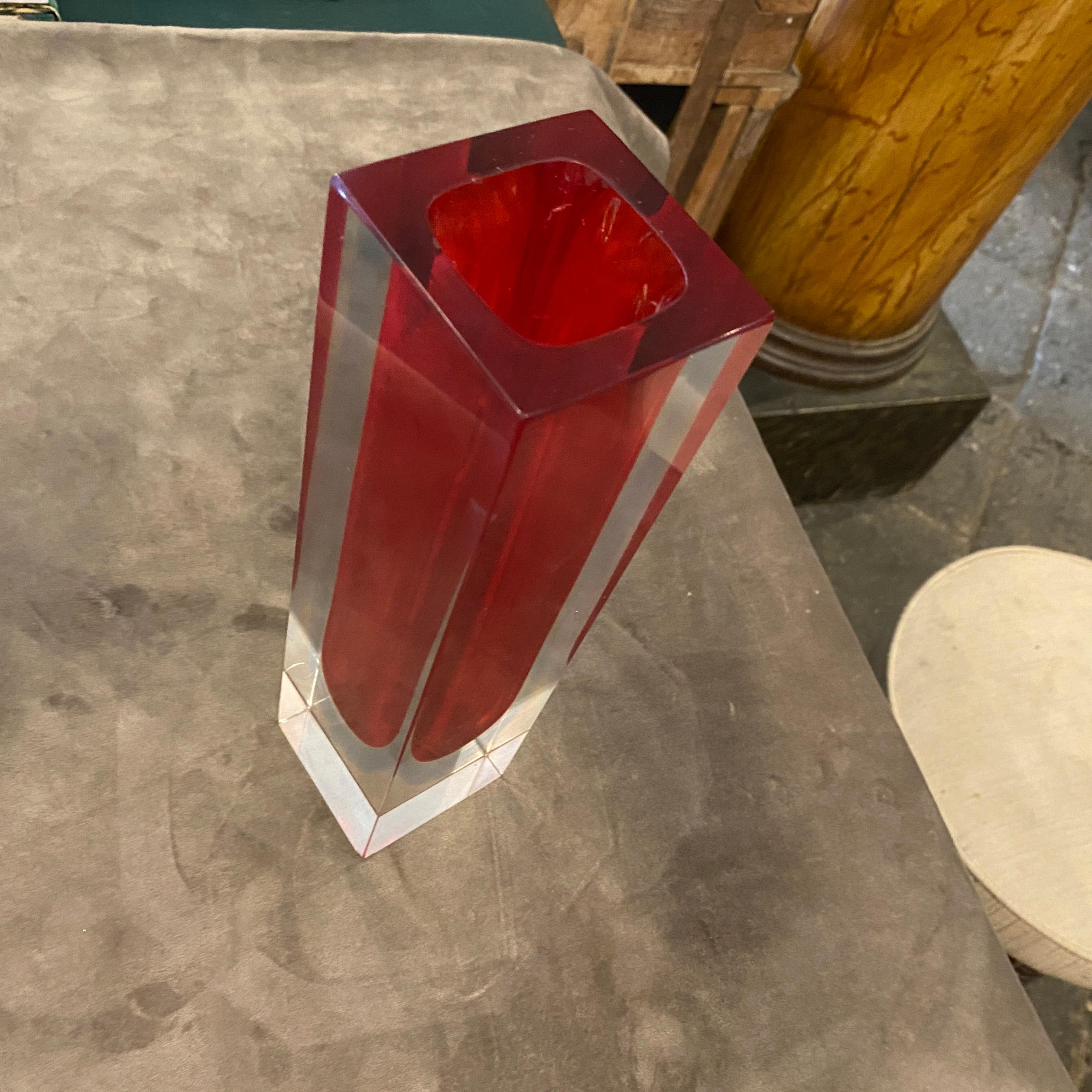 1970s Modernist Square Sommerso Murano Glass by Mandruzzato 1