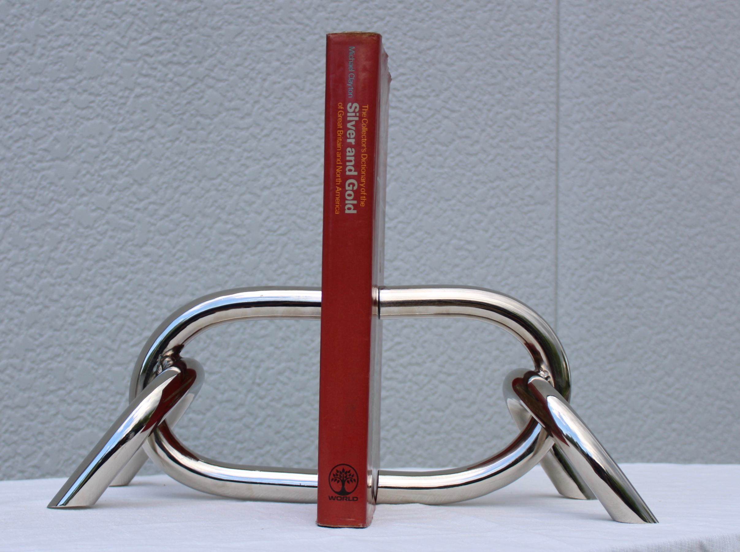 1970's Modernist Steel and Chrome Links Bookends For Sale 3