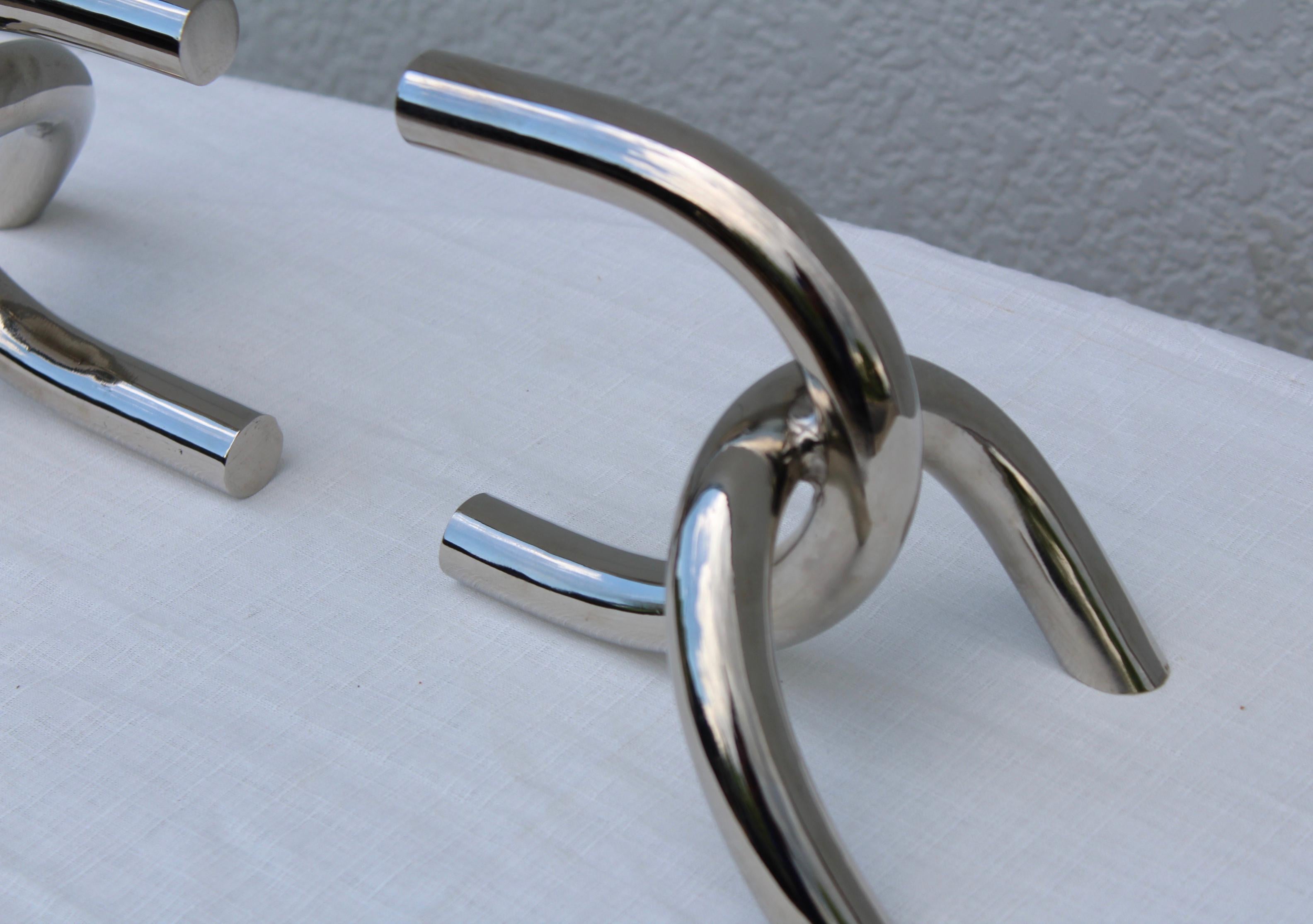 Mid-Century Modern 1970's Modernist Steel and Chrome Links Bookends For Sale