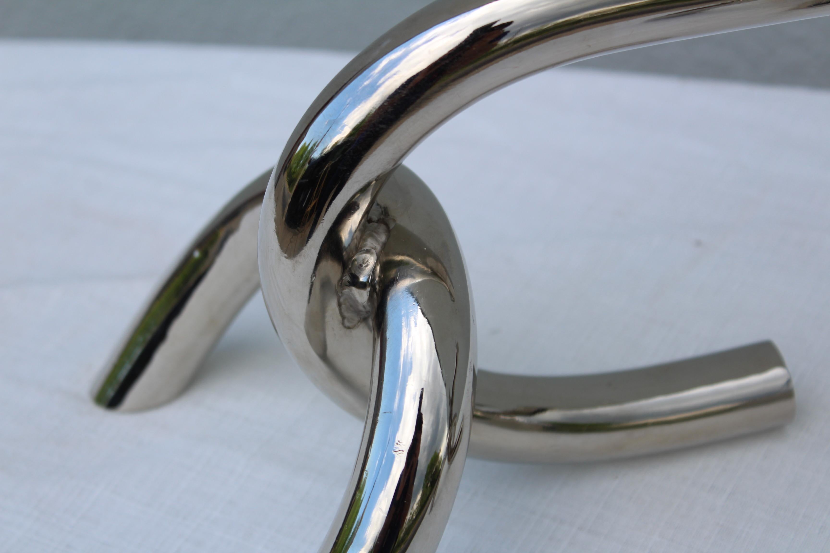 1970's Modernist Steel and Chrome Links Bookends In Good Condition In New York, NY
