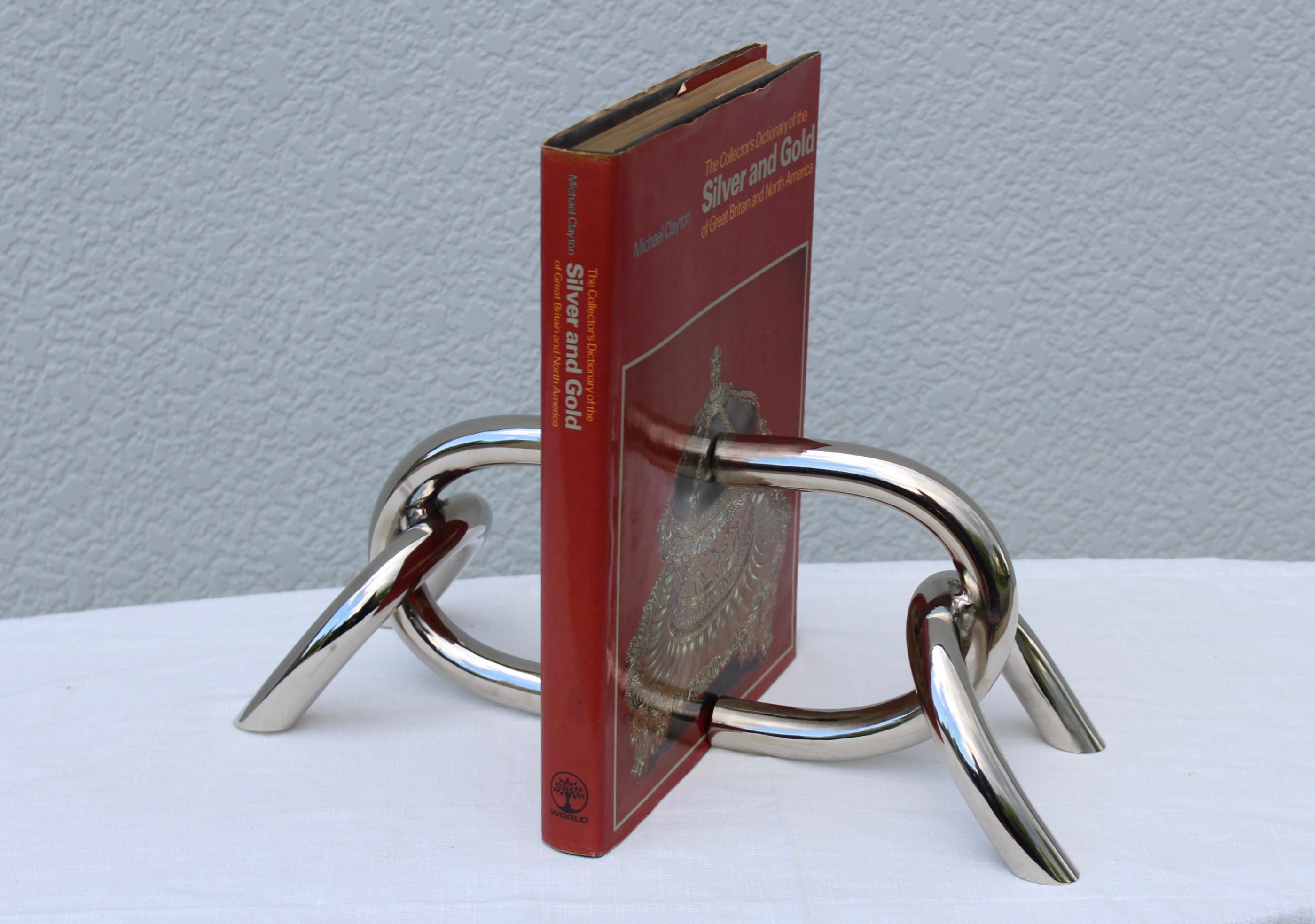 1970's Modernist Steel and Chrome Links Bookends For Sale 2