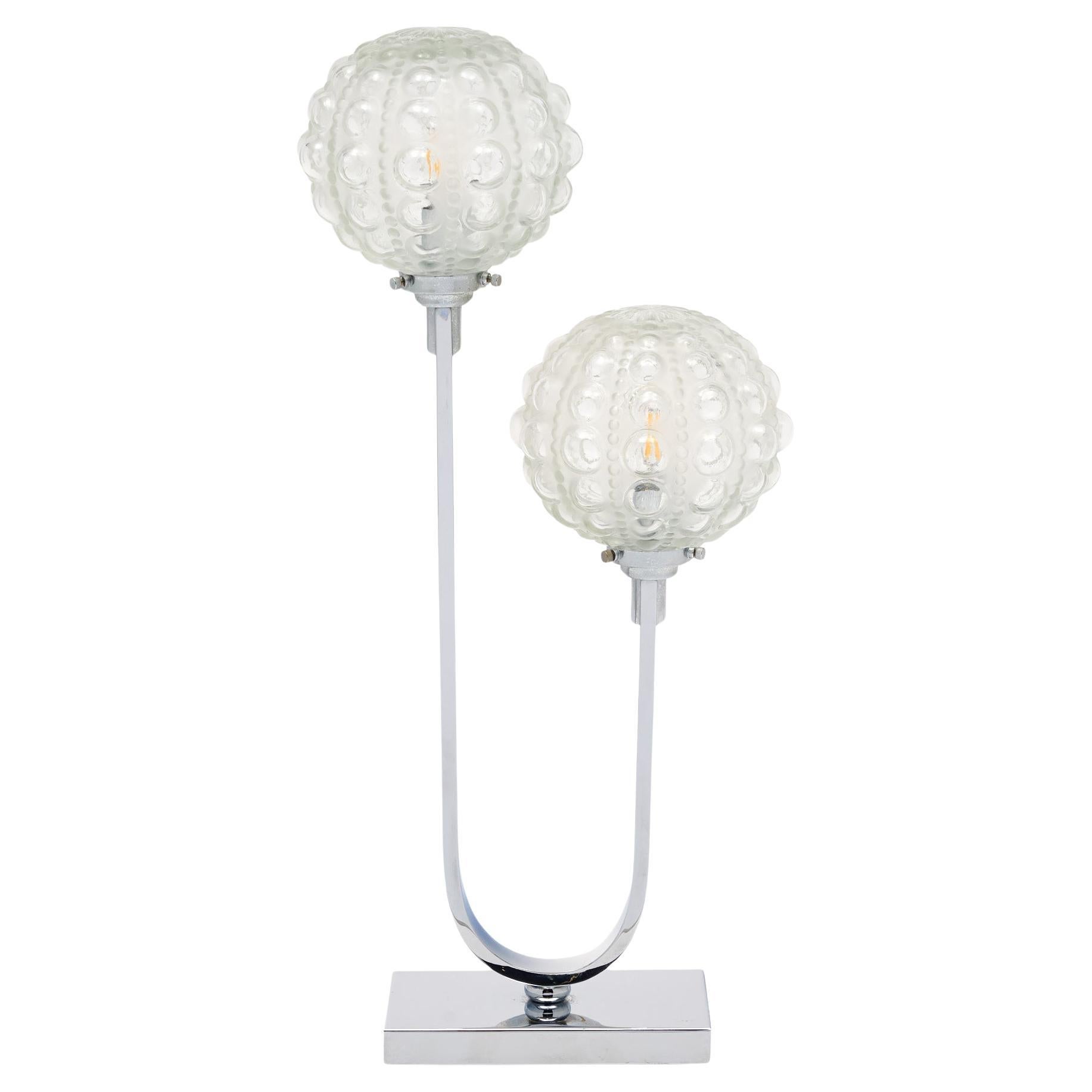1970s Modernist Table Lamp with Chrome Base and Glass Globes, Italy