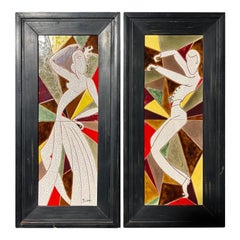 1970s Modernist Tile Art by Irina Lorin - a Pair